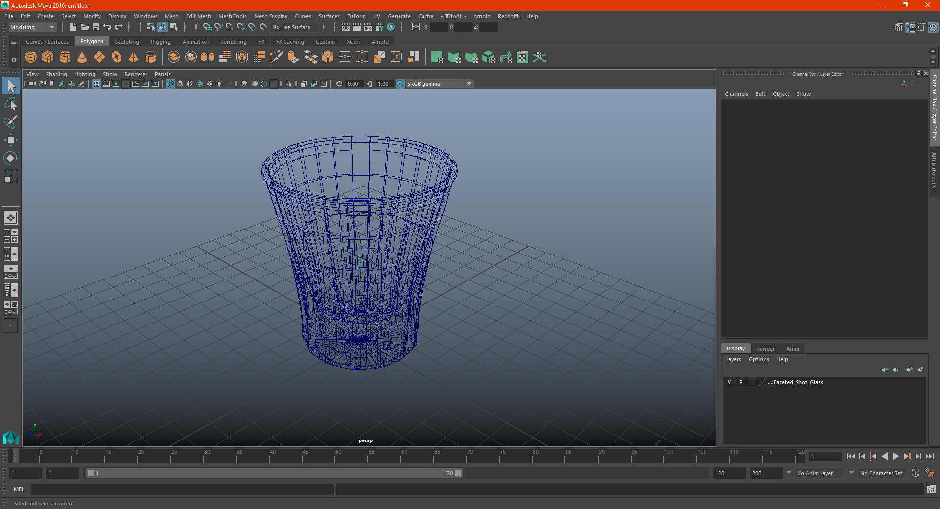 3D Faceted Shot Glass model