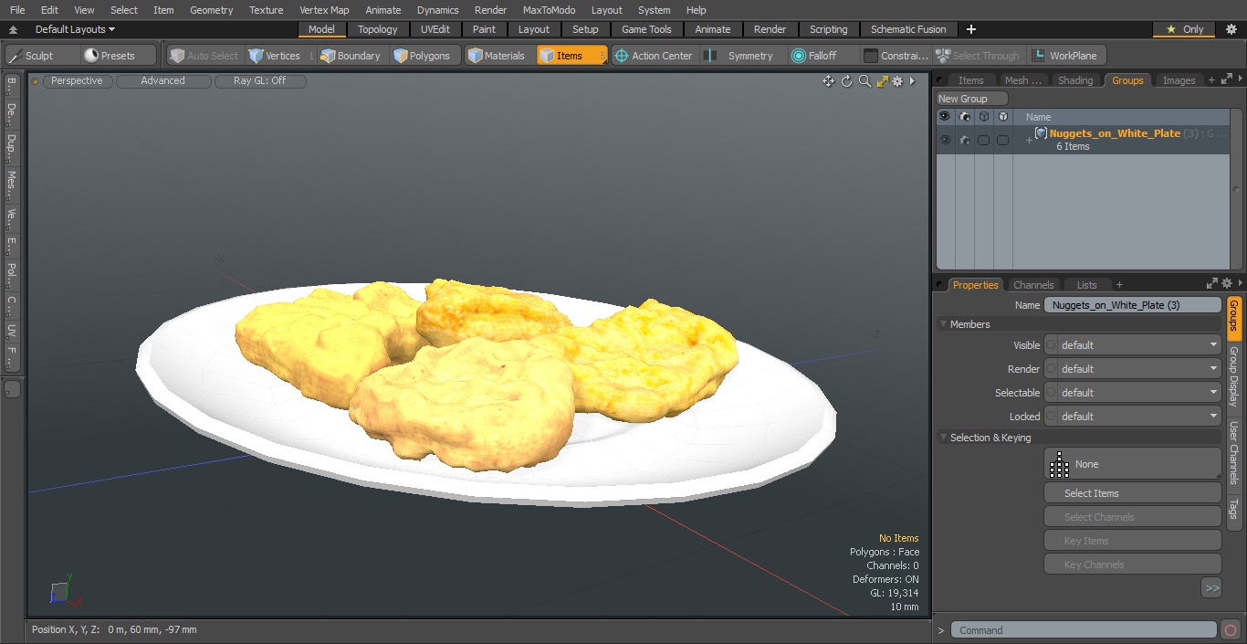 Nuggets on White Plate 3D