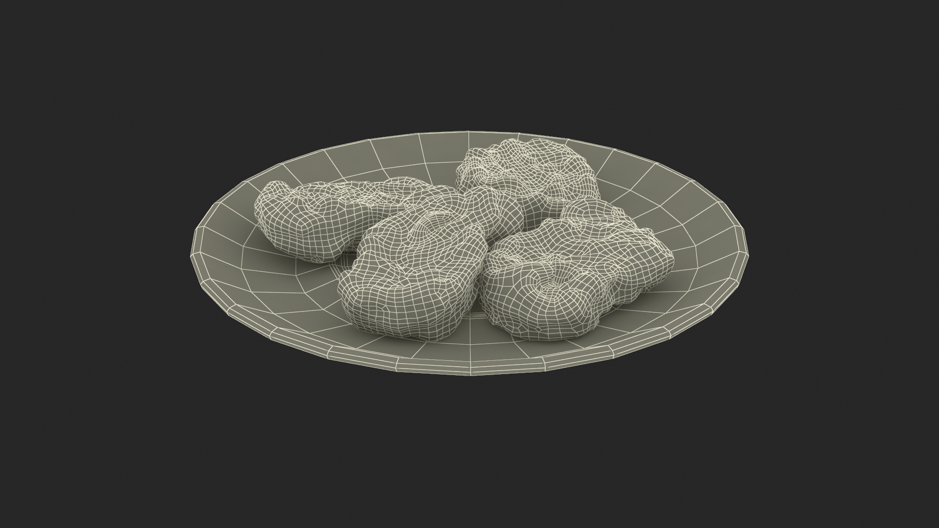 Nuggets on White Plate 3D