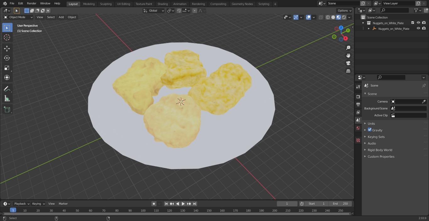 Nuggets on White Plate 3D