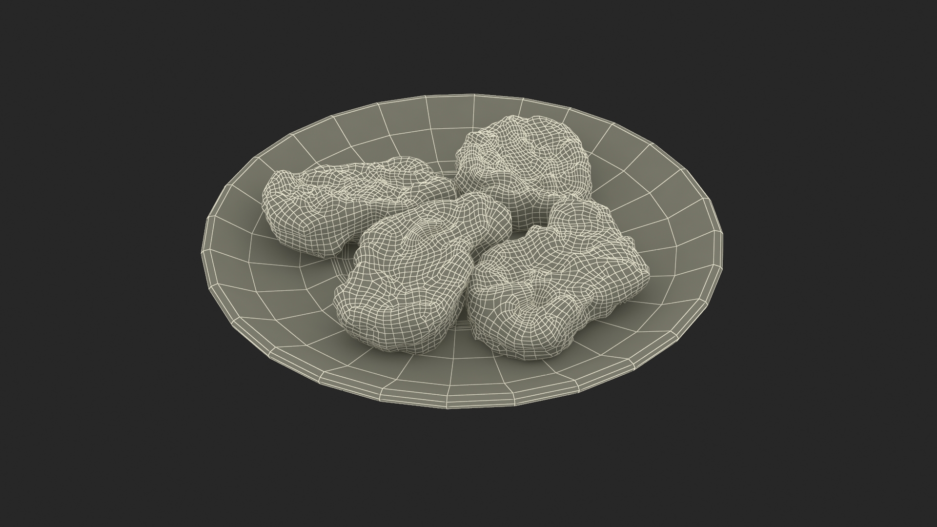 Nuggets on White Plate 3D