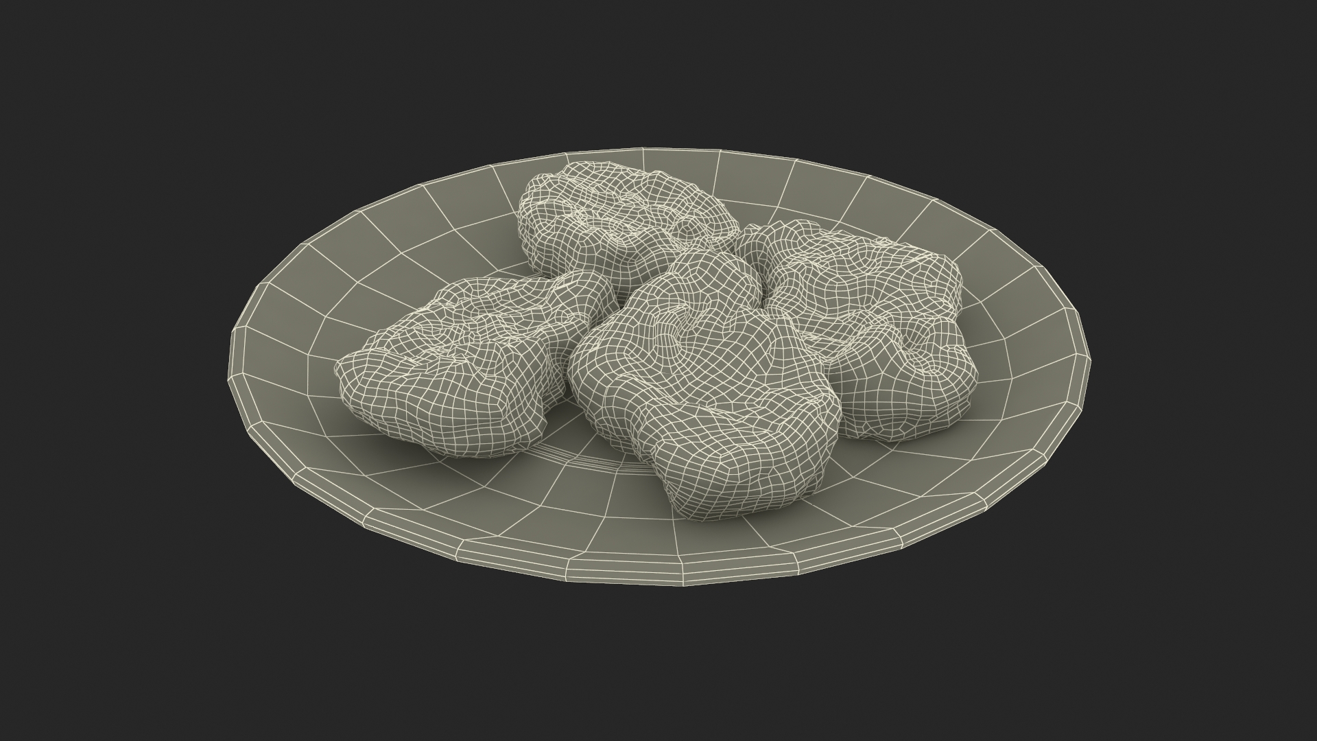 Nuggets on White Plate 3D