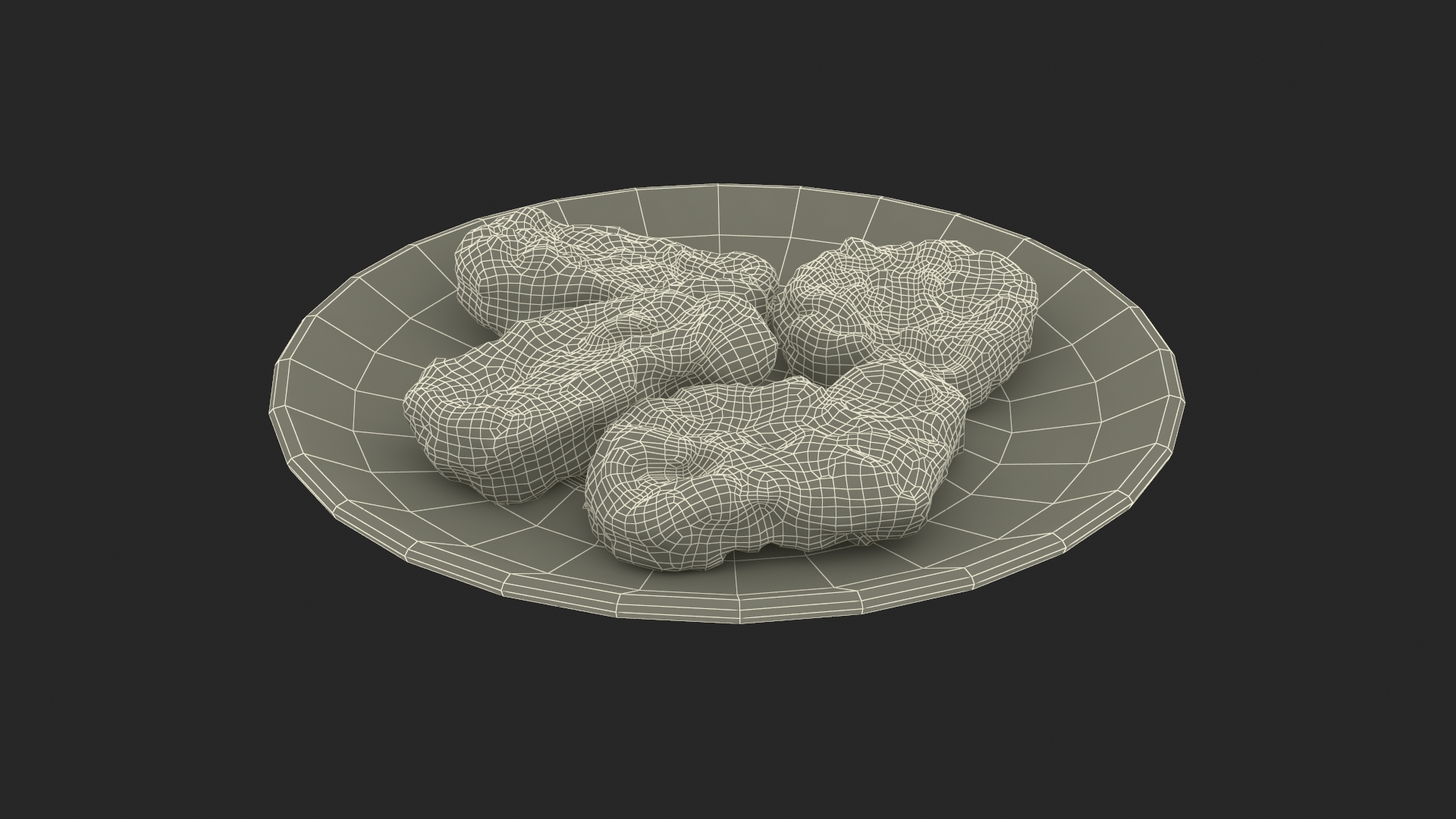 Nuggets on White Plate 3D