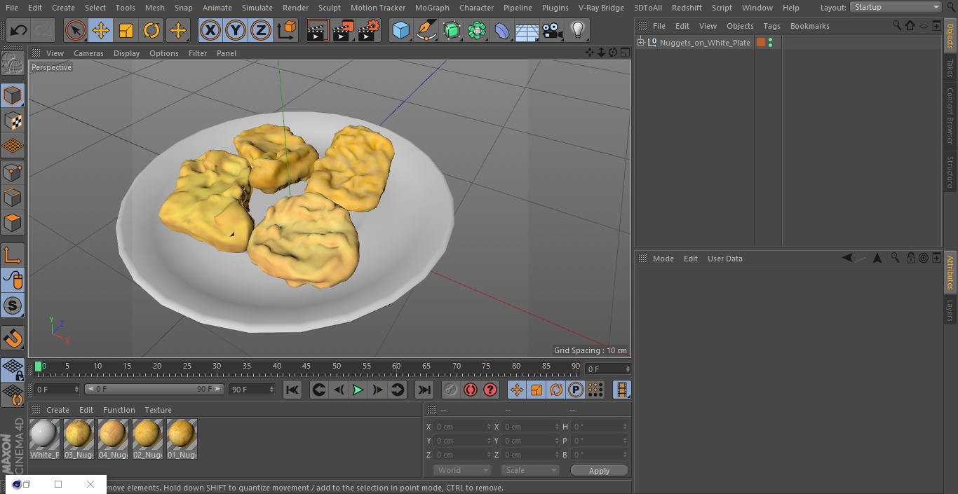 Nuggets on White Plate 3D