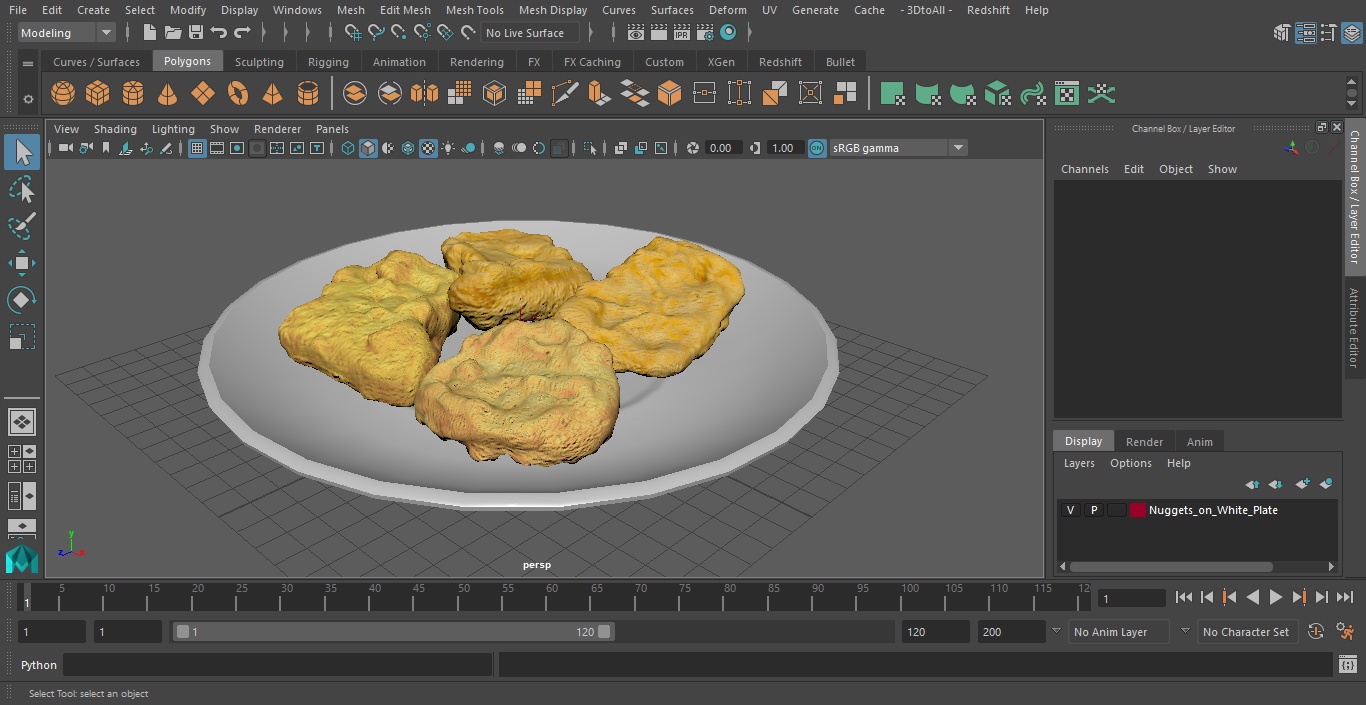 Nuggets on White Plate 3D