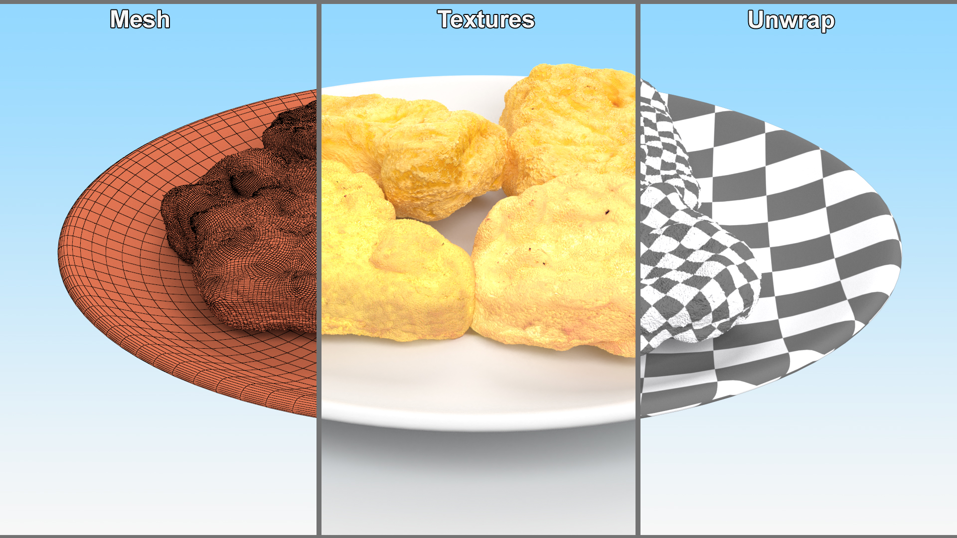 Nuggets on White Plate 3D