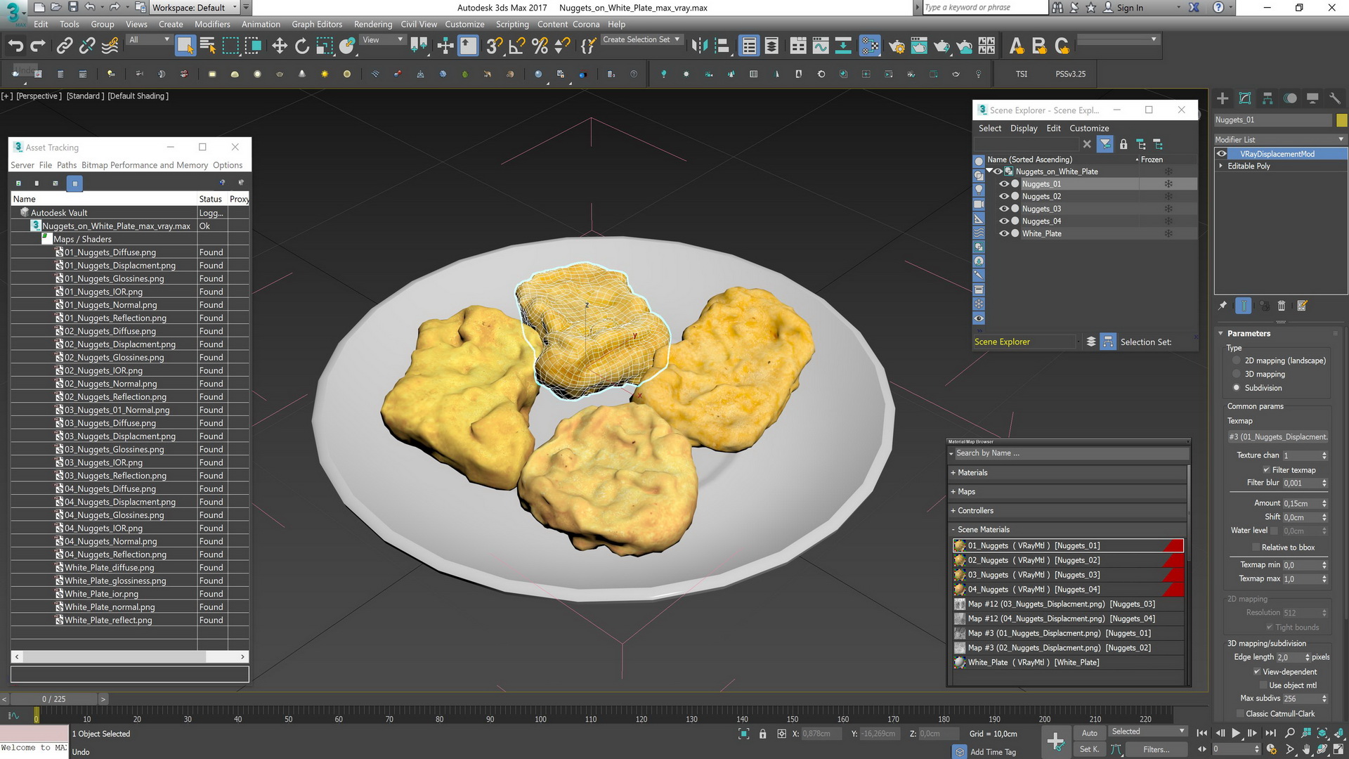 Nuggets on White Plate 3D