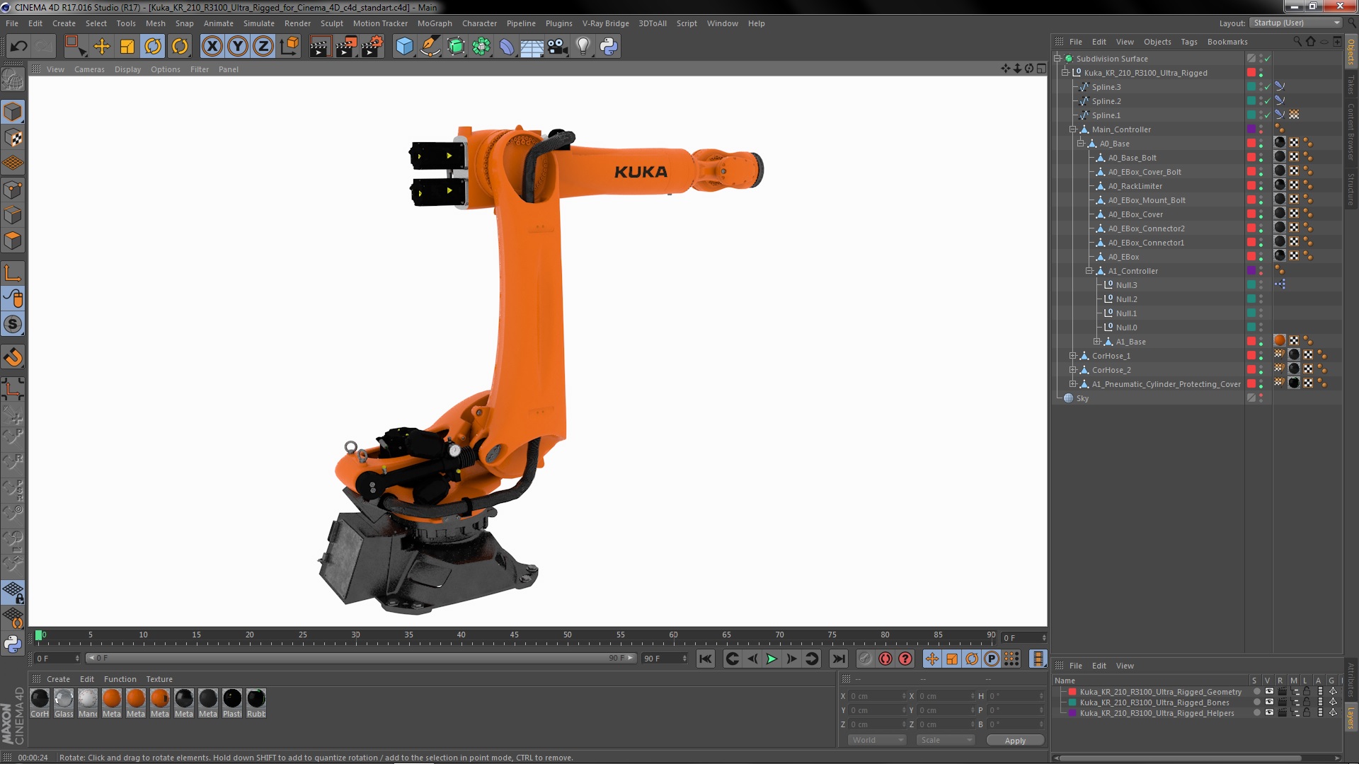 Kuka KR 210 R3100 Ultra Rigged for Cinema 4D 3D model