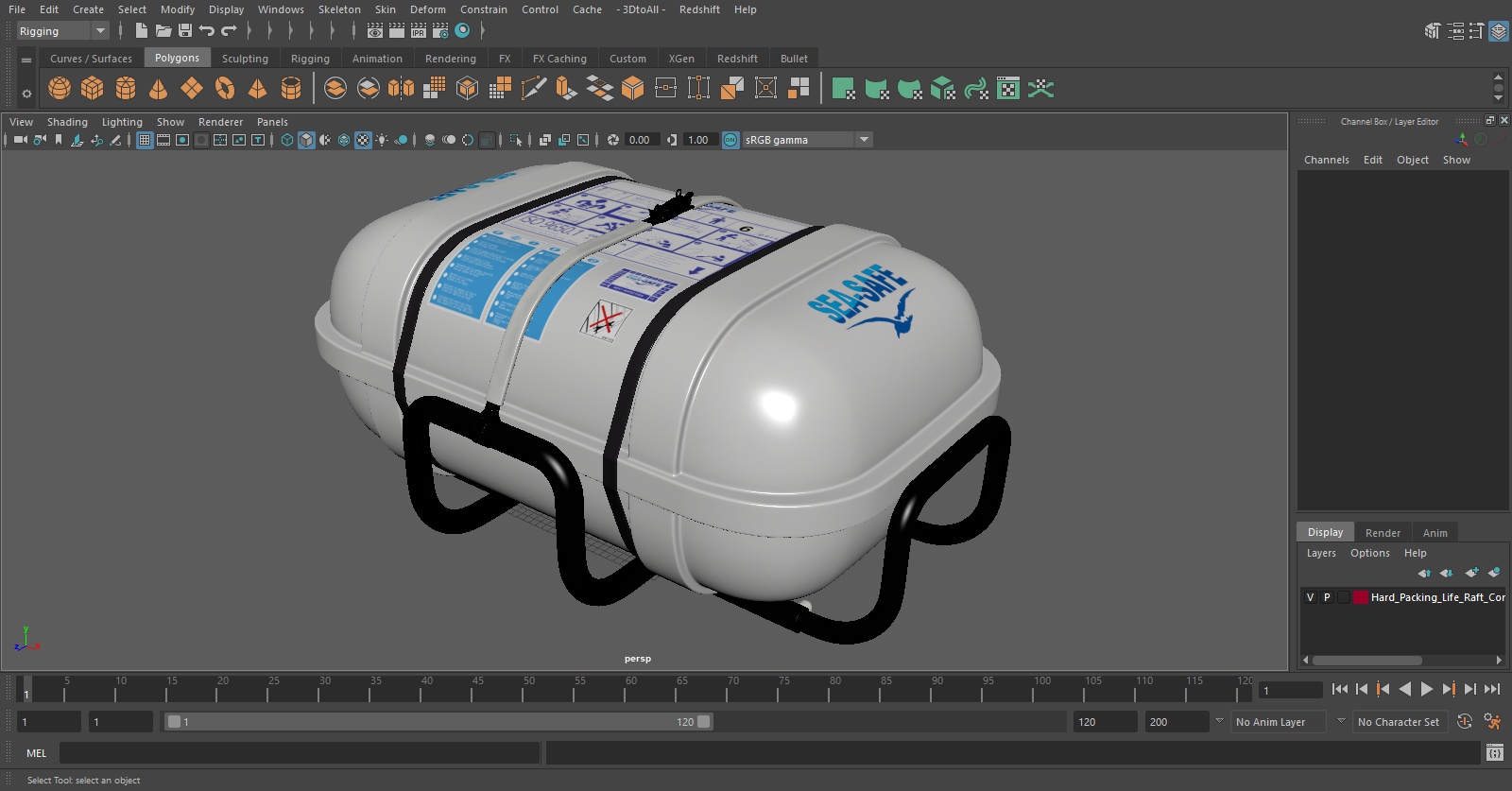 3D model Hard Packing Life Raft Container for Marine Vessel