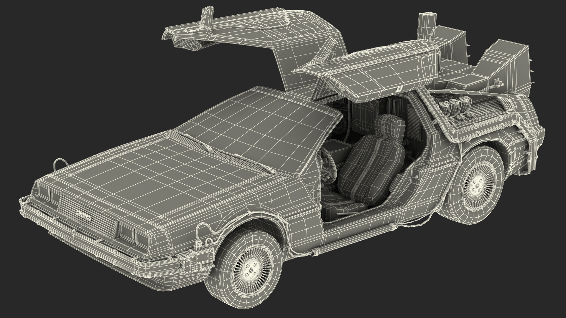 3D DeLorean DMC-12 Time Machine model