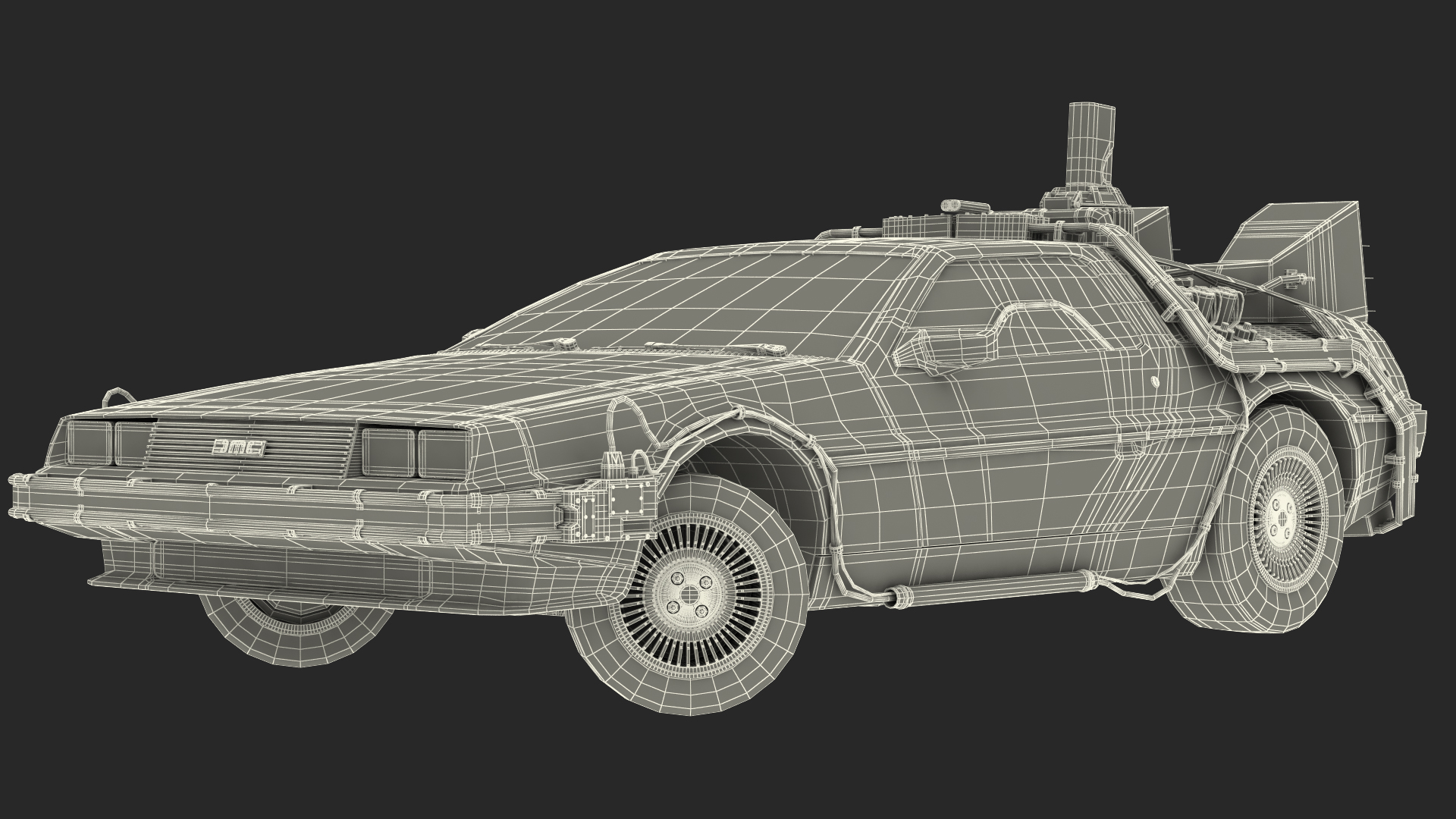 3D DeLorean DMC-12 Time Machine model