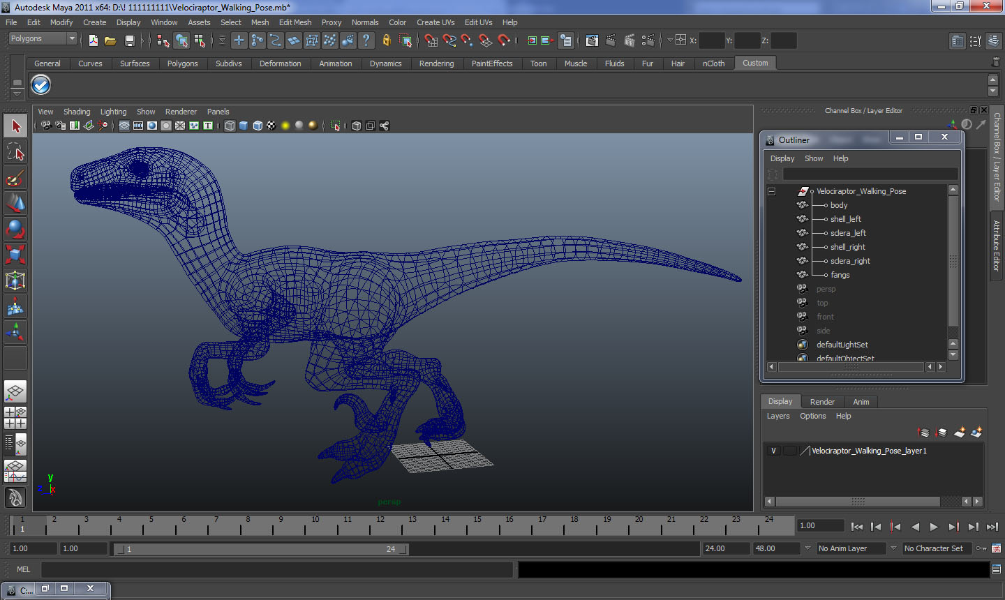 3D model Velociraptor Walking Pose