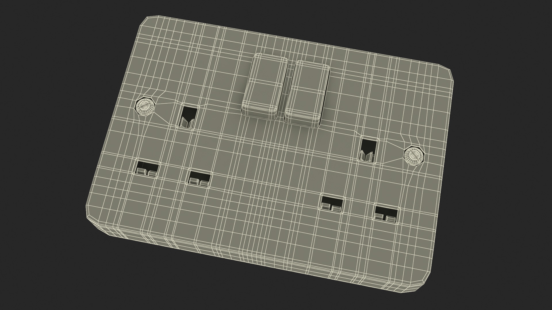 3D UK Double Socket Switch model