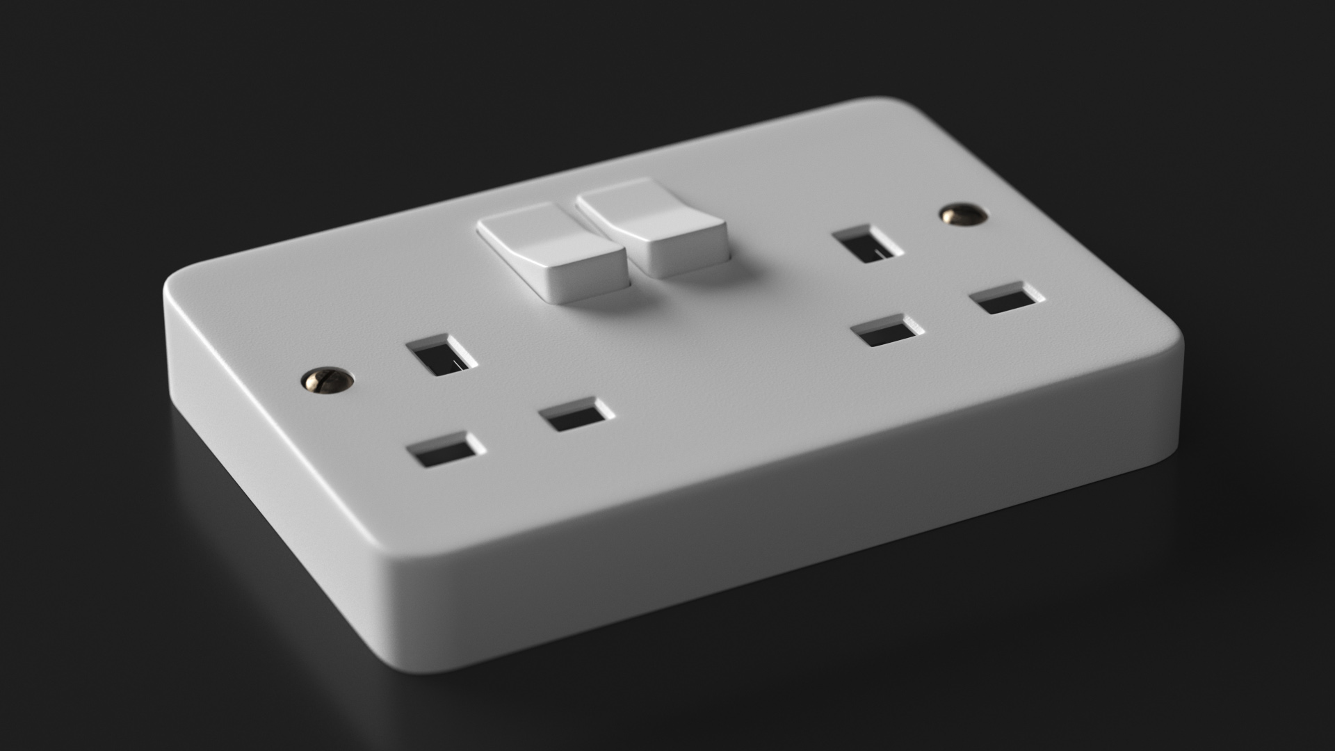 3D UK Double Socket Switch model