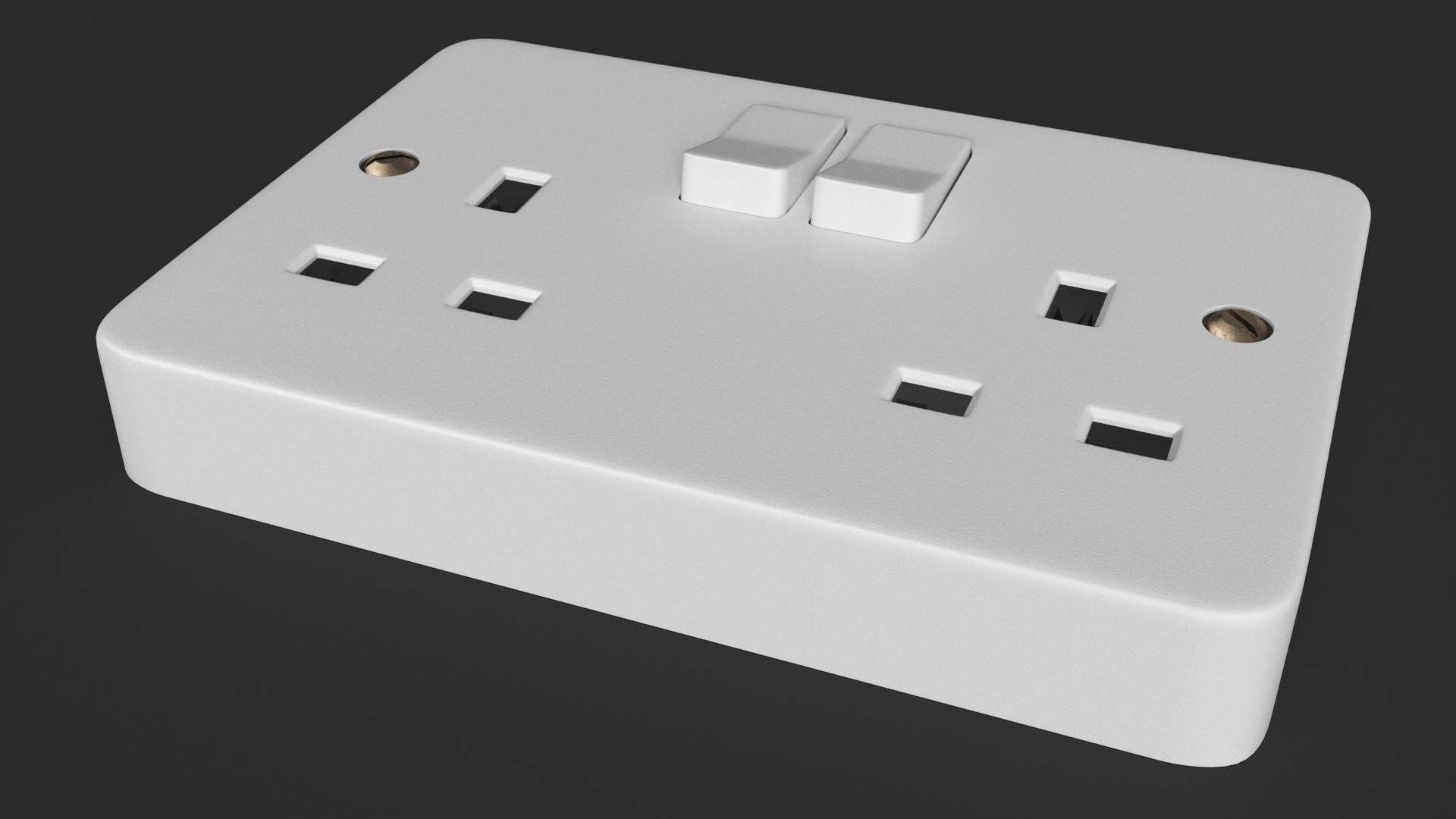 3D UK Double Socket Switch model