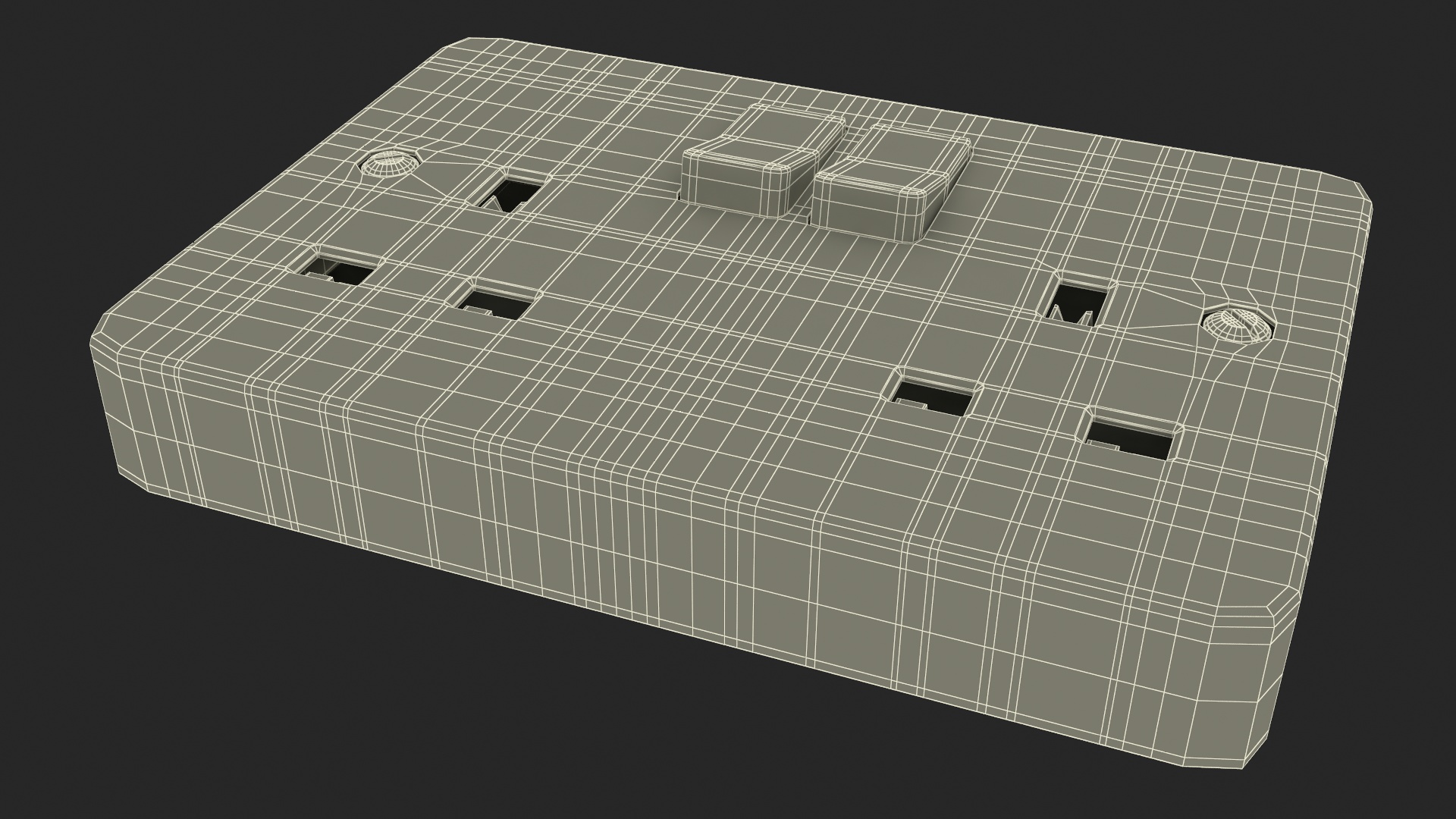 3D UK Double Socket Switch model