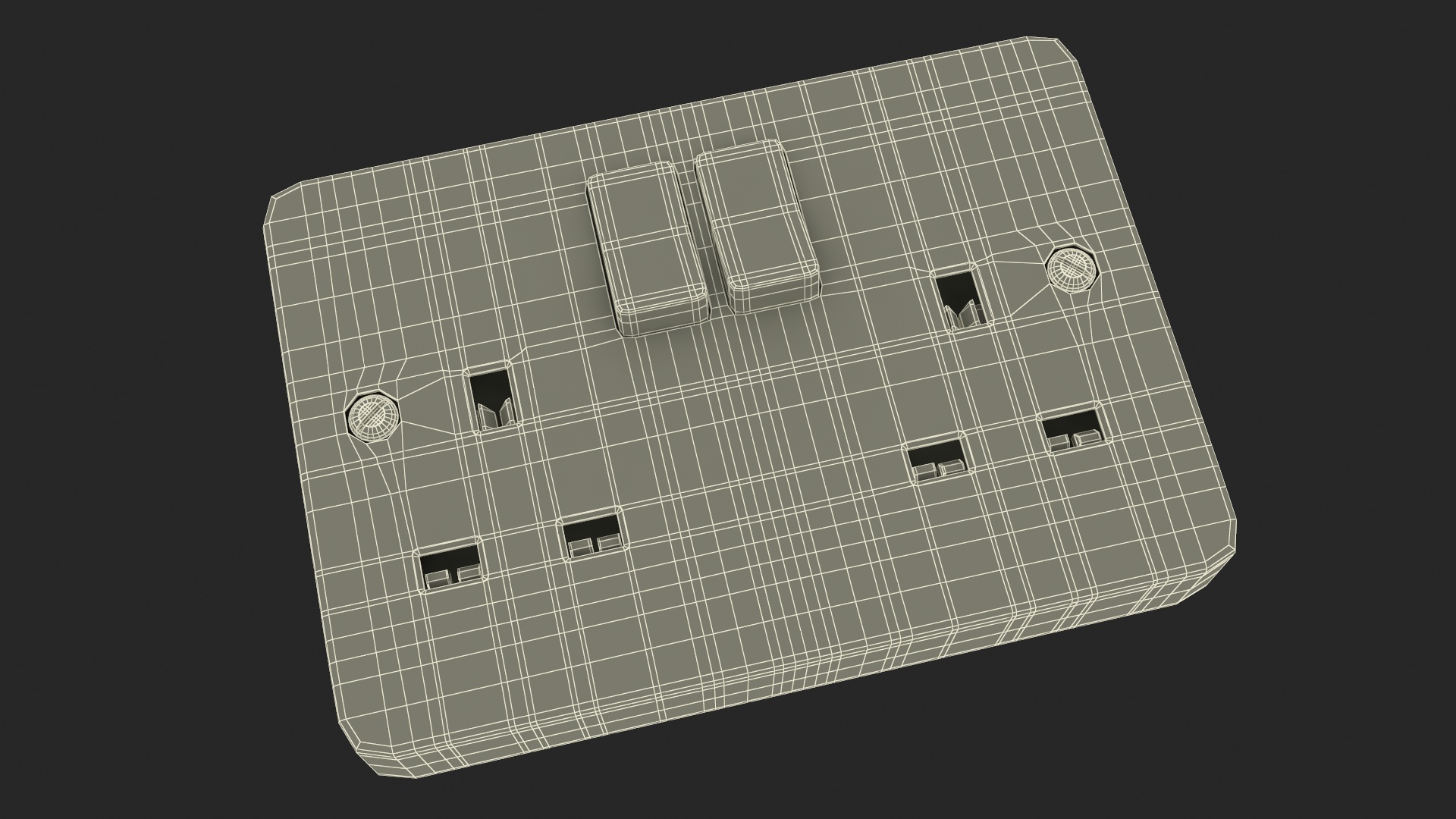 3D UK Double Socket Switch model