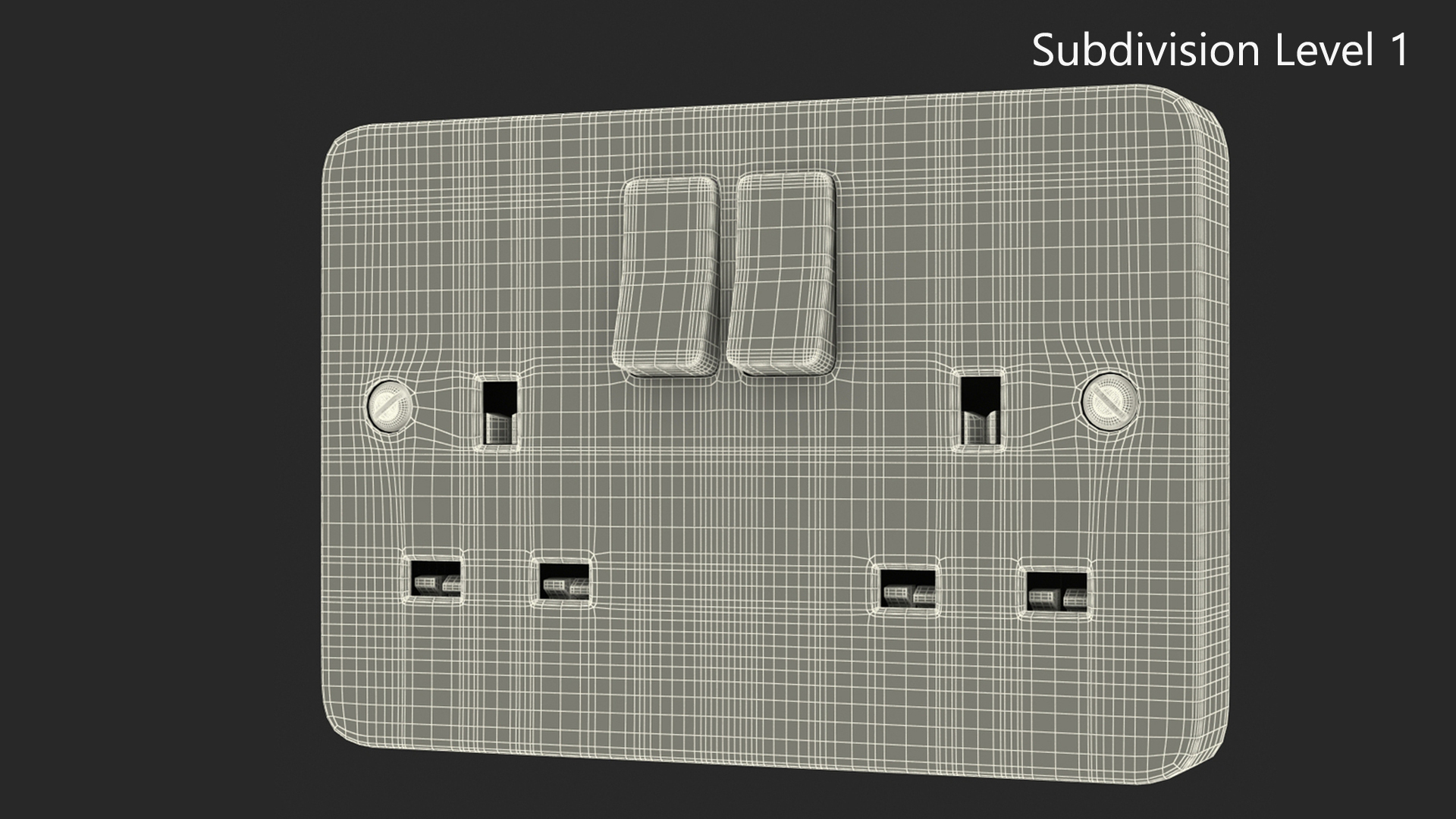 3D UK Double Socket Switch model