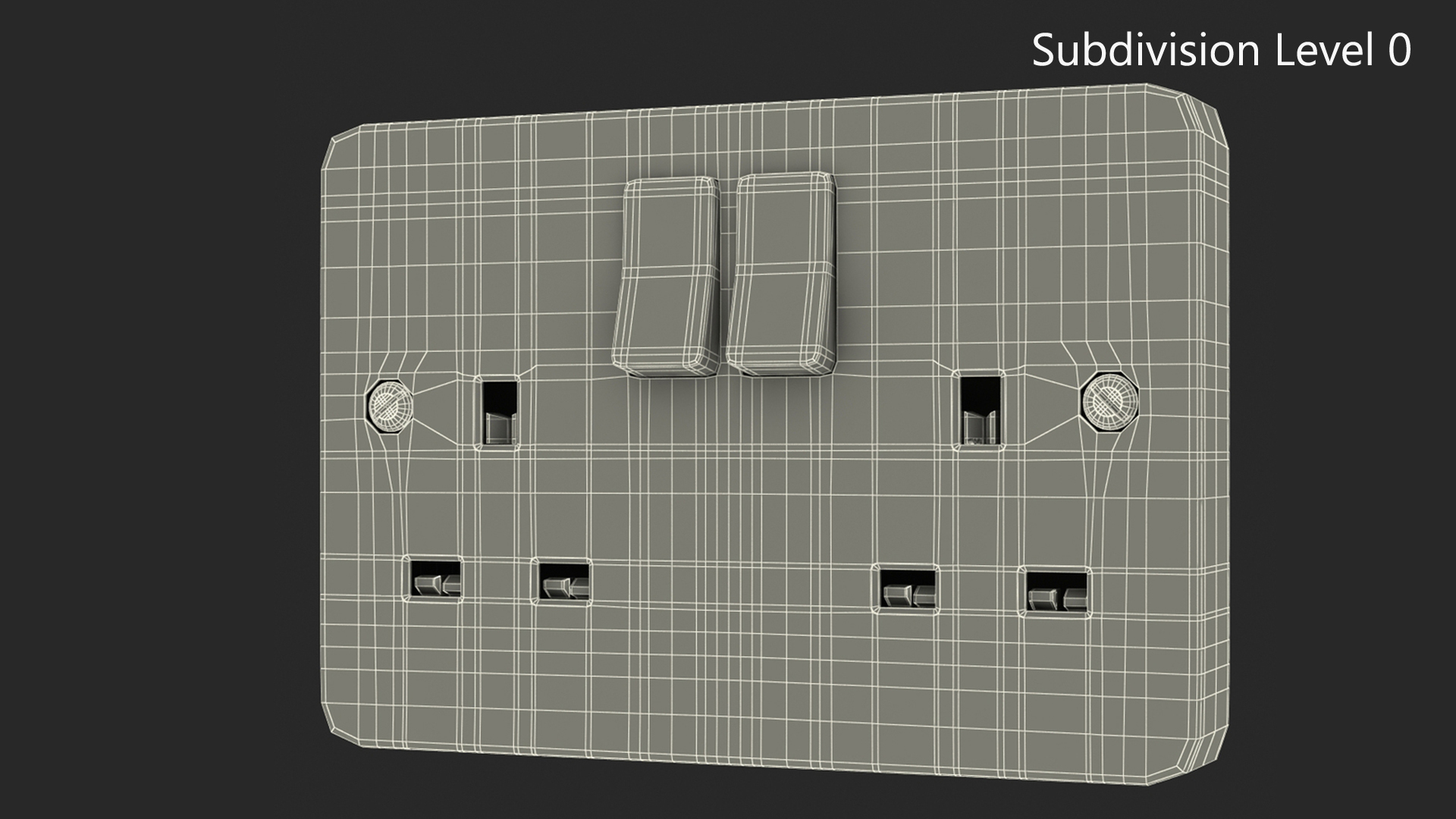 3D UK Double Socket Switch model