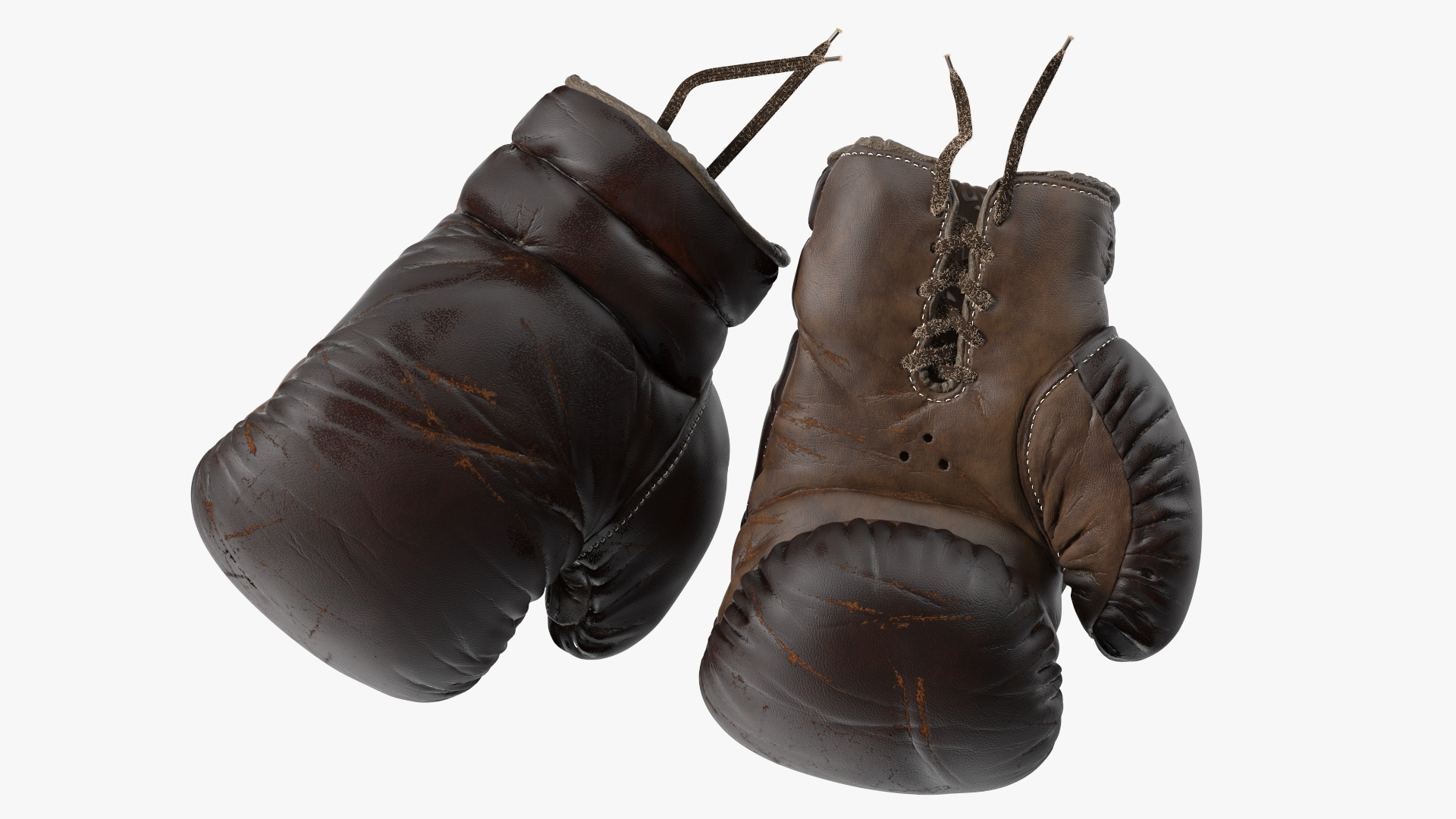 3D Old Brown Leather Boxing Gloves