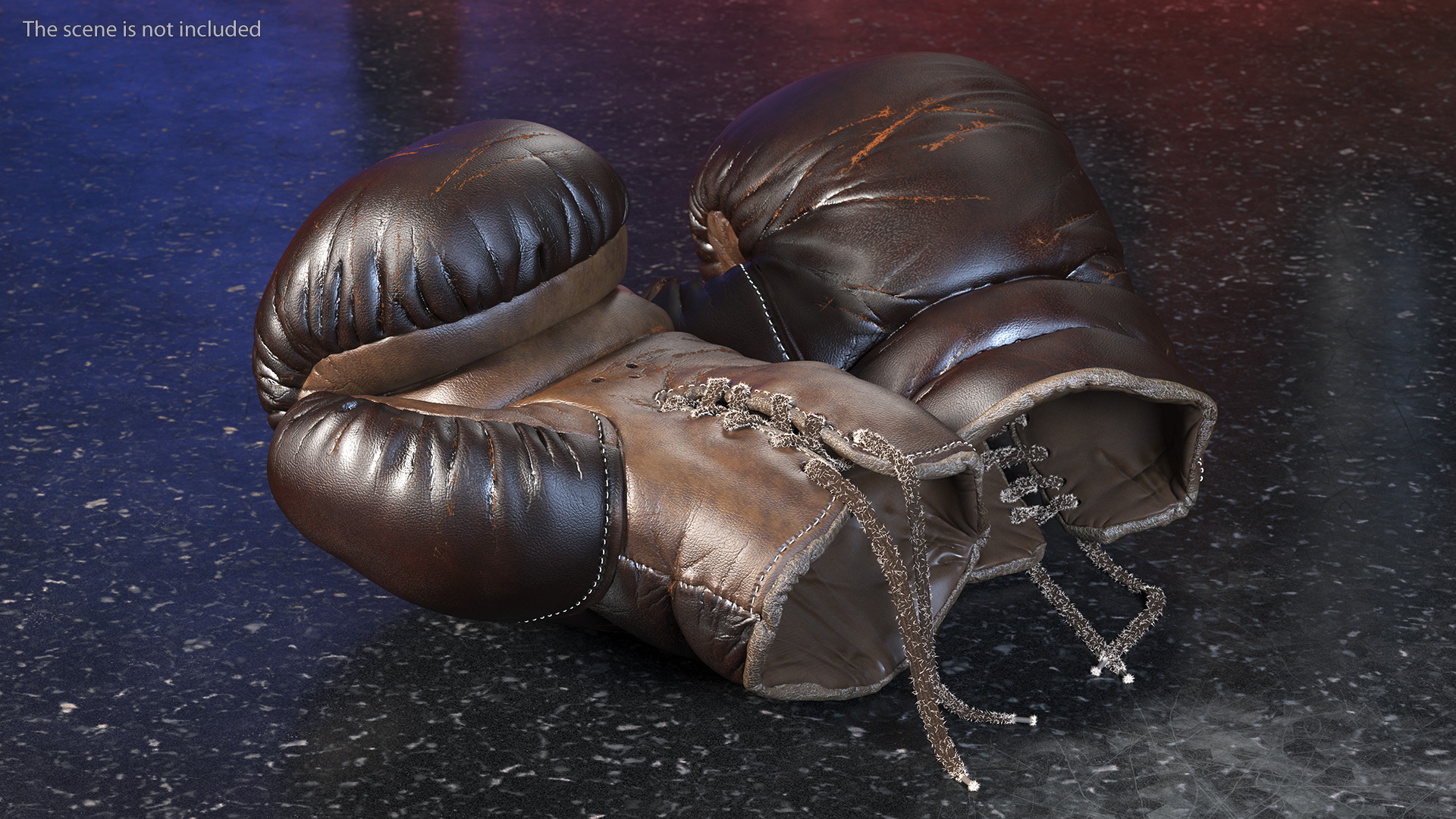 3D Old Brown Leather Boxing Gloves