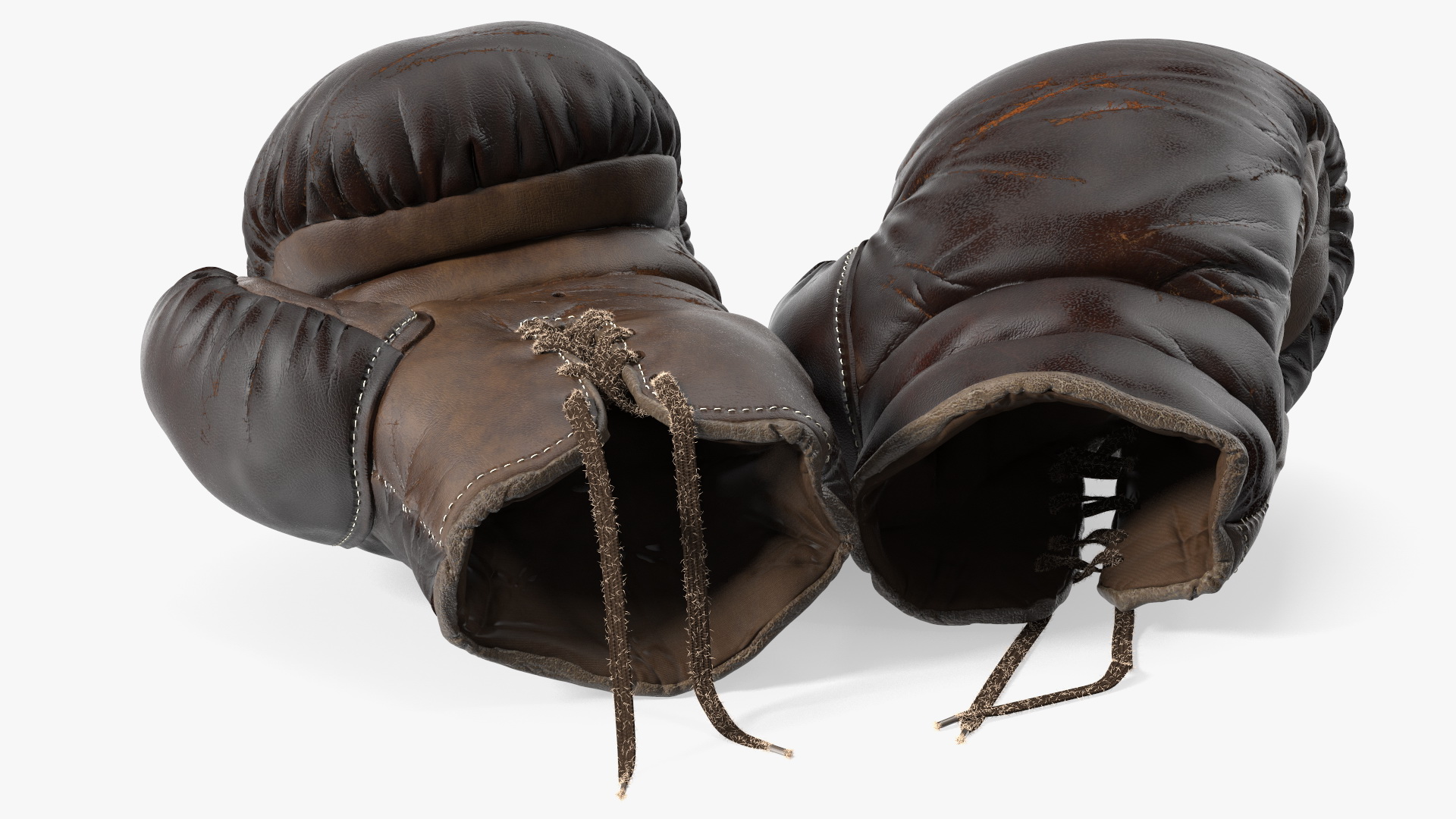 3D Old Brown Leather Boxing Gloves