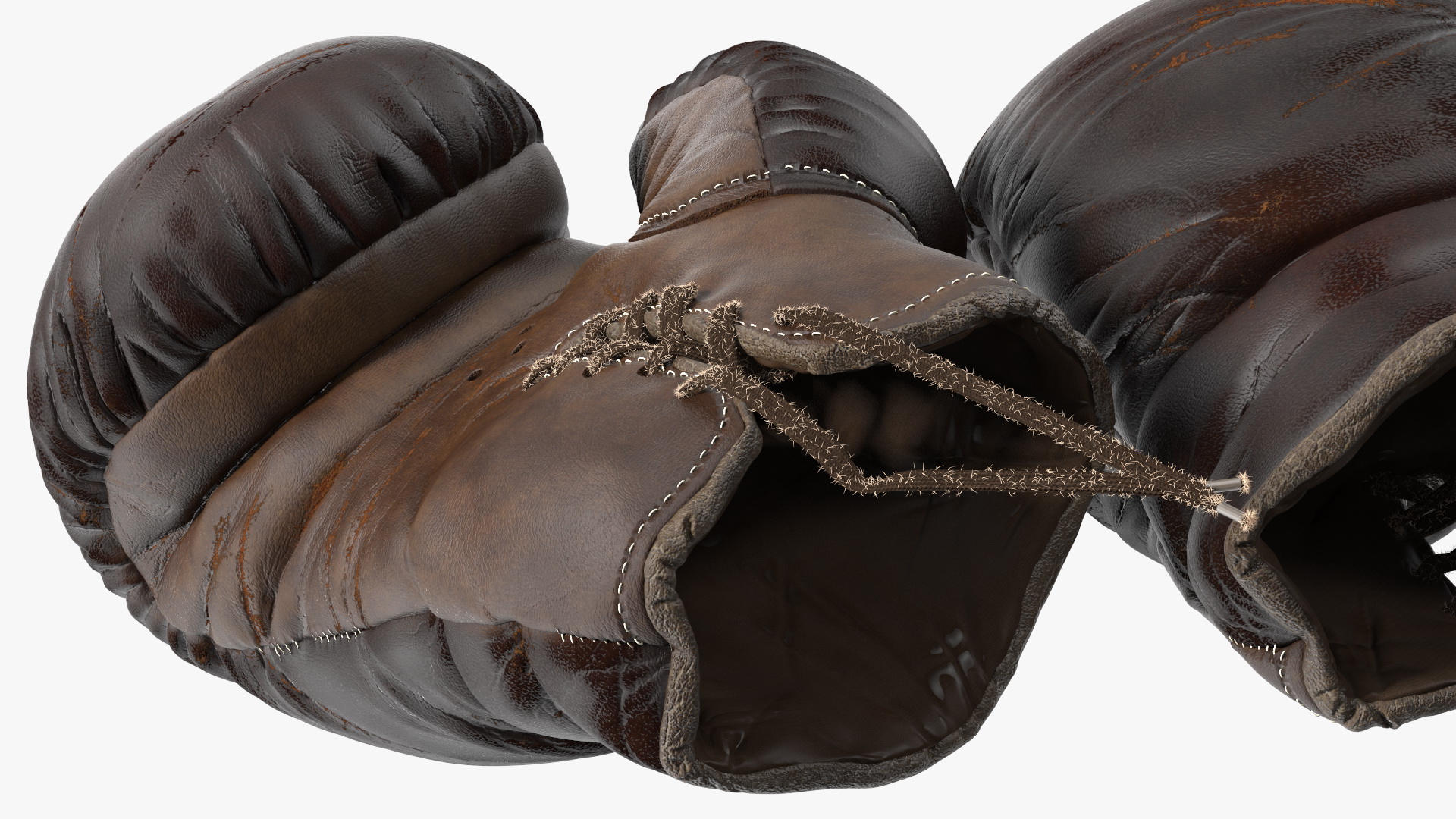 3D Old Brown Leather Boxing Gloves