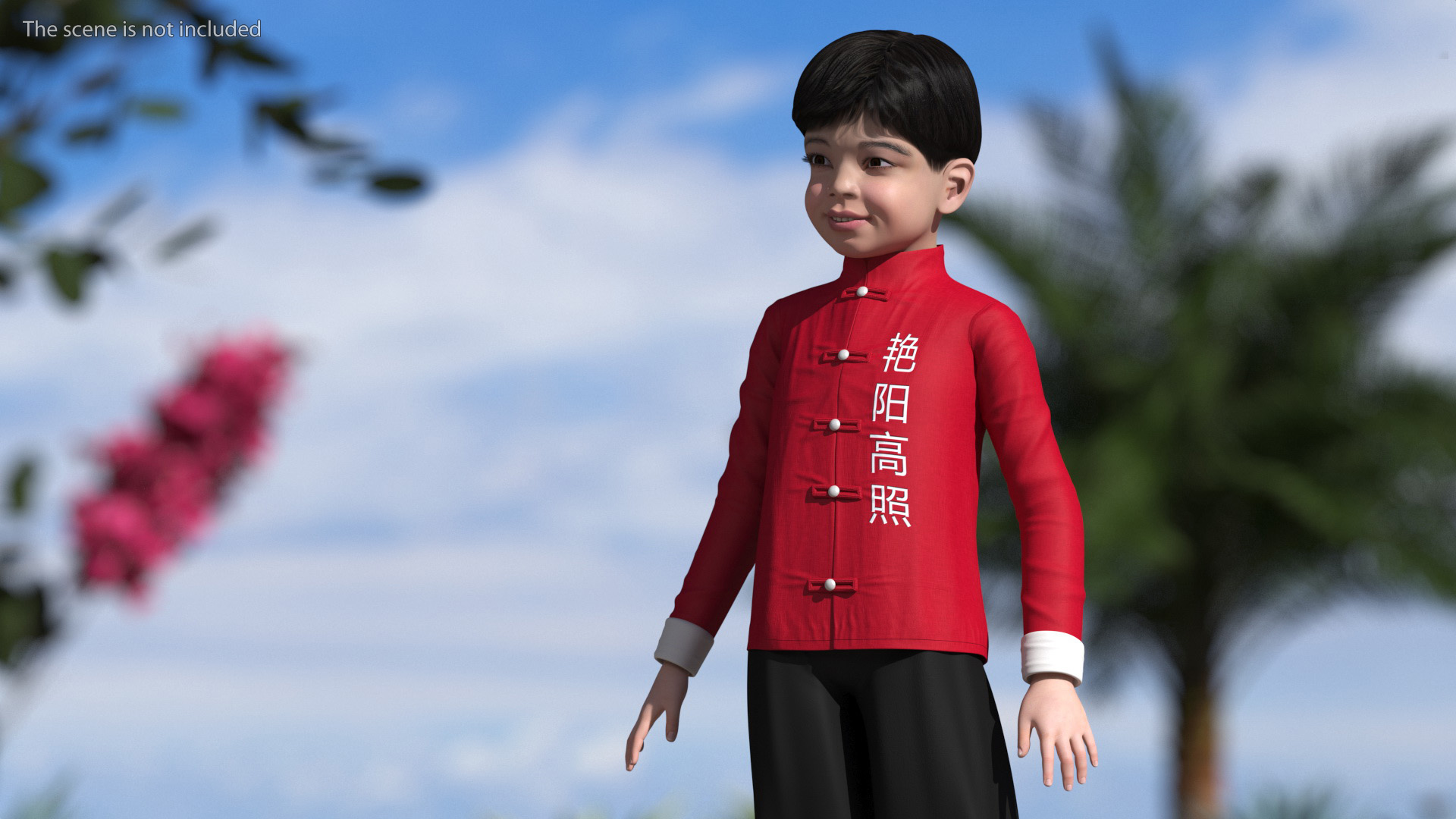 3D Chinese Boy in National Clothes