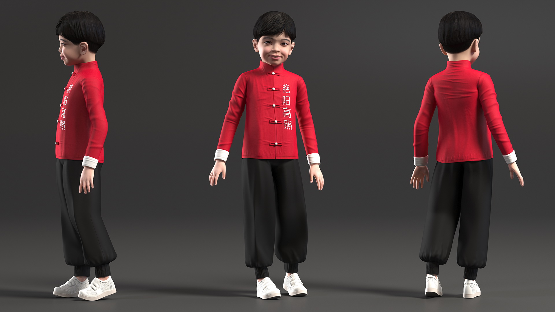 3D Chinese Boy in National Clothes