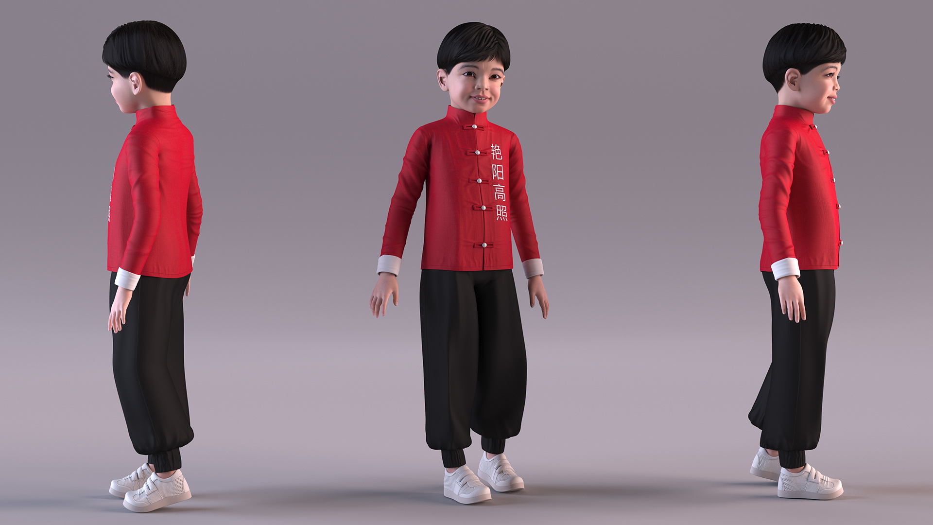 3D Chinese Boy in National Clothes