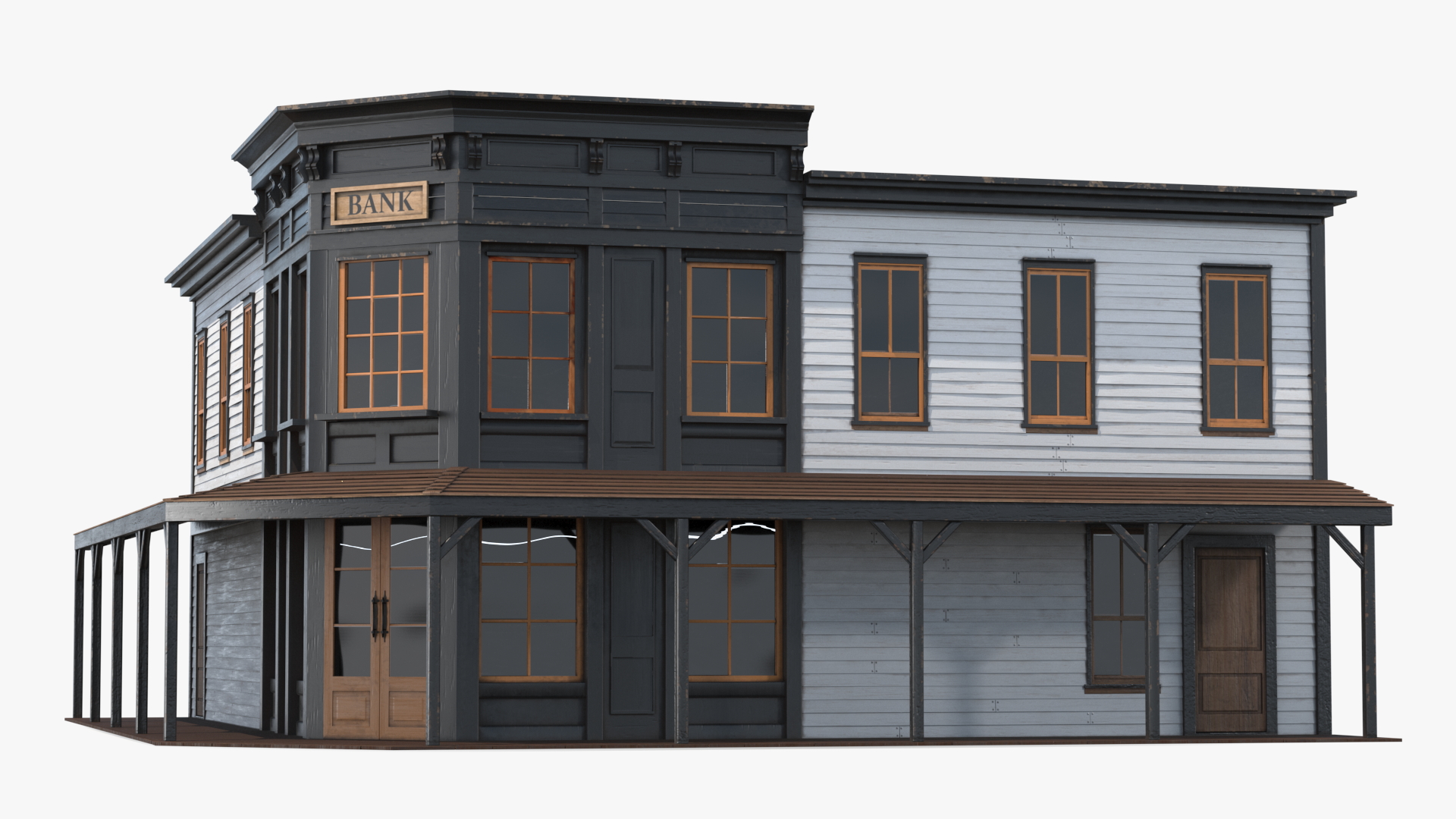 Historical Bank Office Wild West 3D