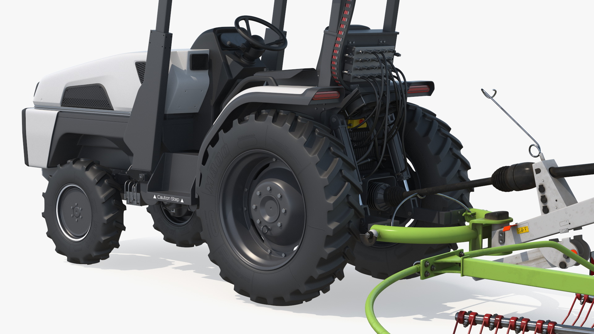 3D model Electric Tractor with Hay Rake