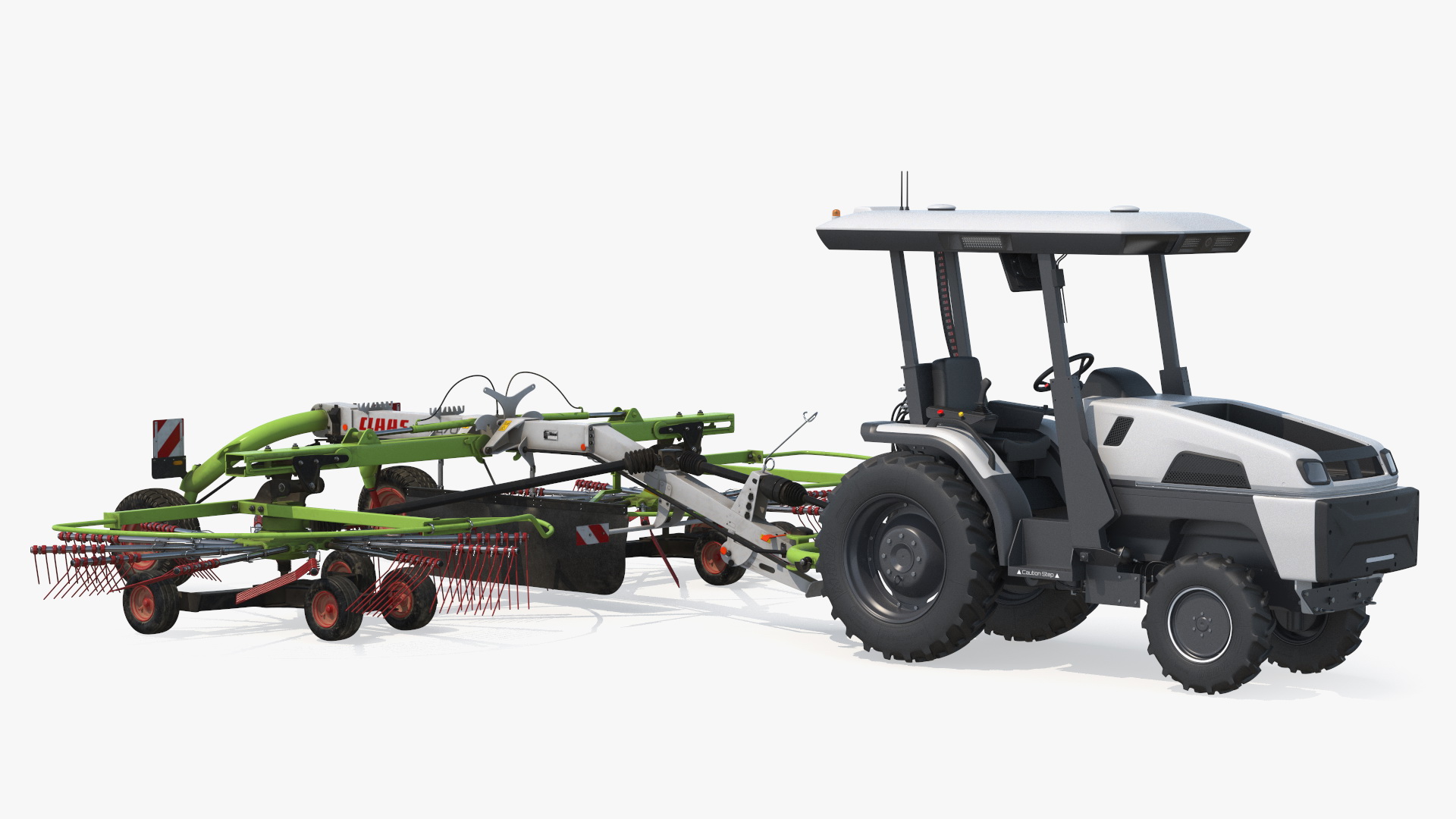 3D model Electric Tractor with Hay Rake