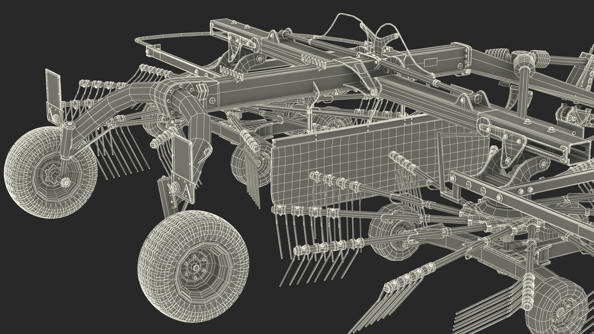 3D model Electric Tractor with Hay Rake