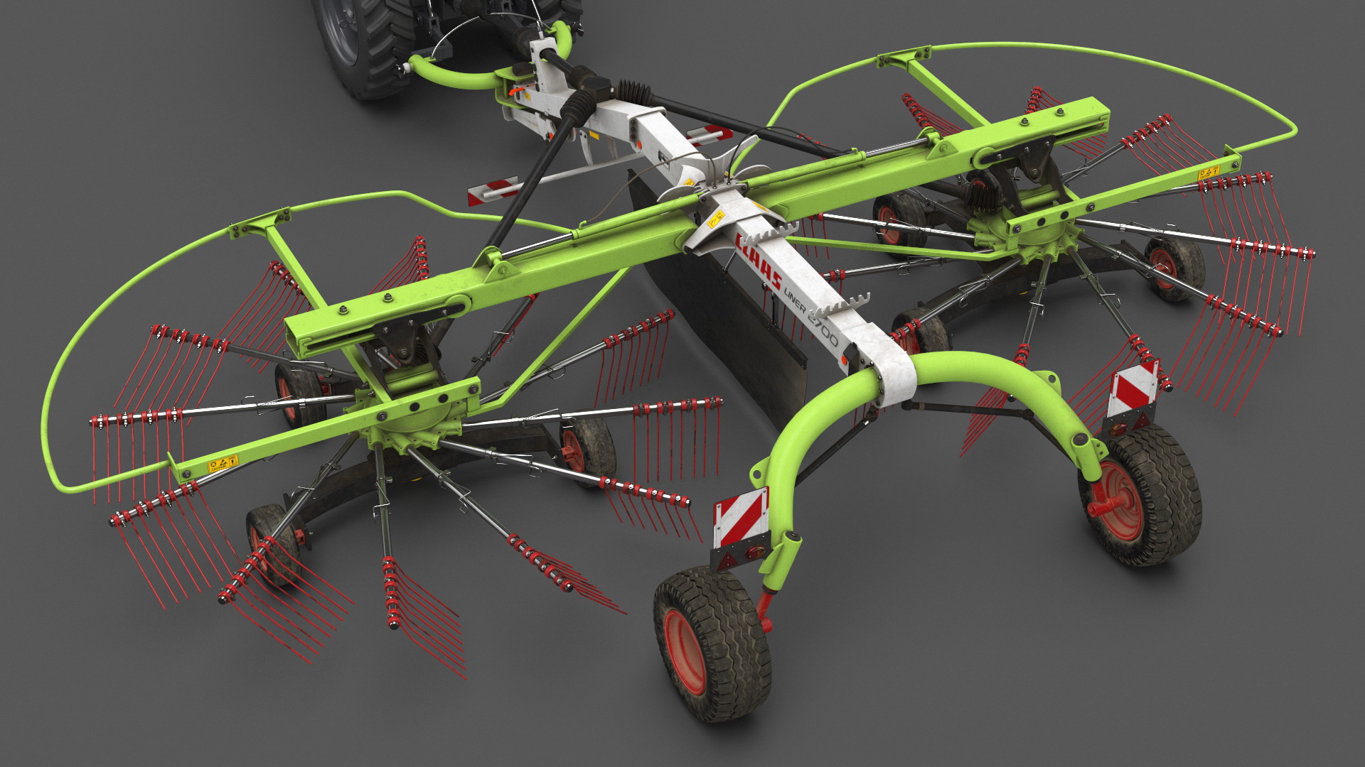 3D model Electric Tractor with Hay Rake