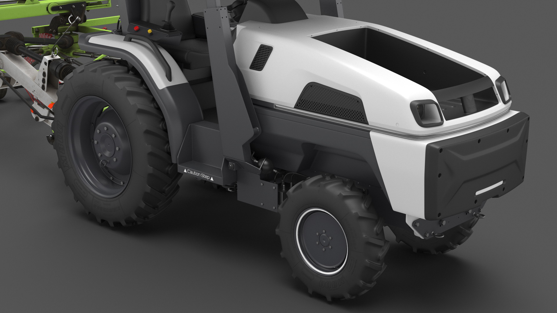 3D model Electric Tractor with Hay Rake