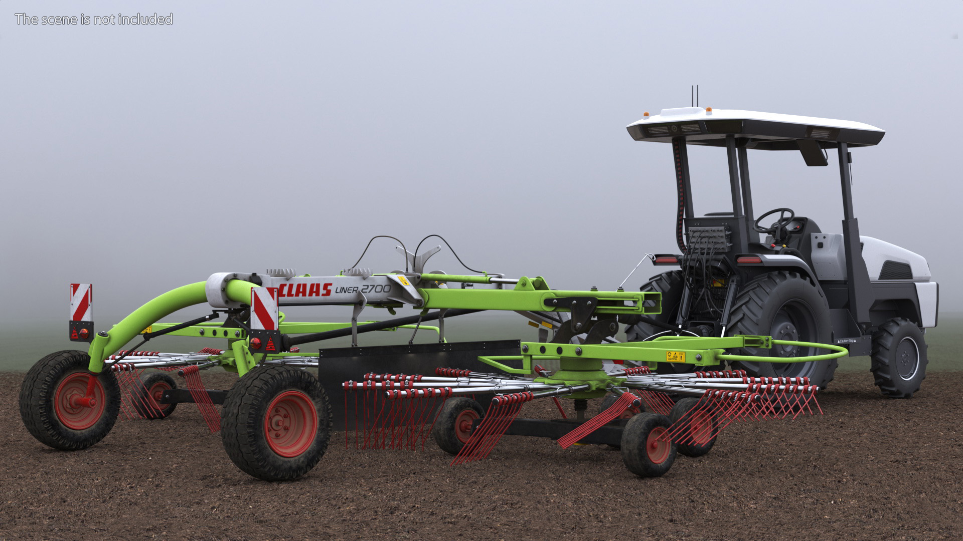 3D model Electric Tractor with Hay Rake