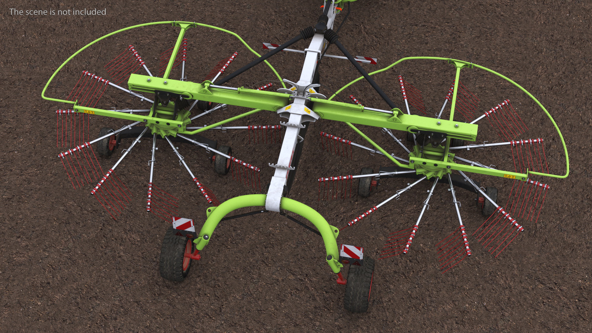 3D model Electric Tractor with Hay Rake