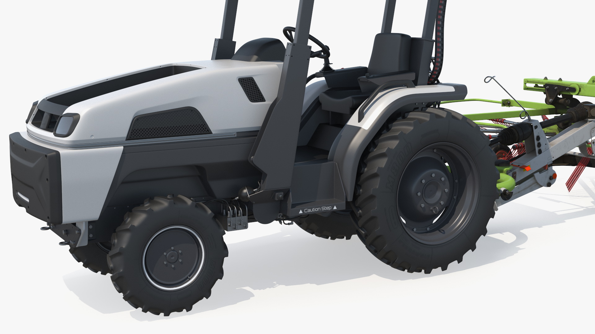 3D model Electric Tractor with Hay Rake