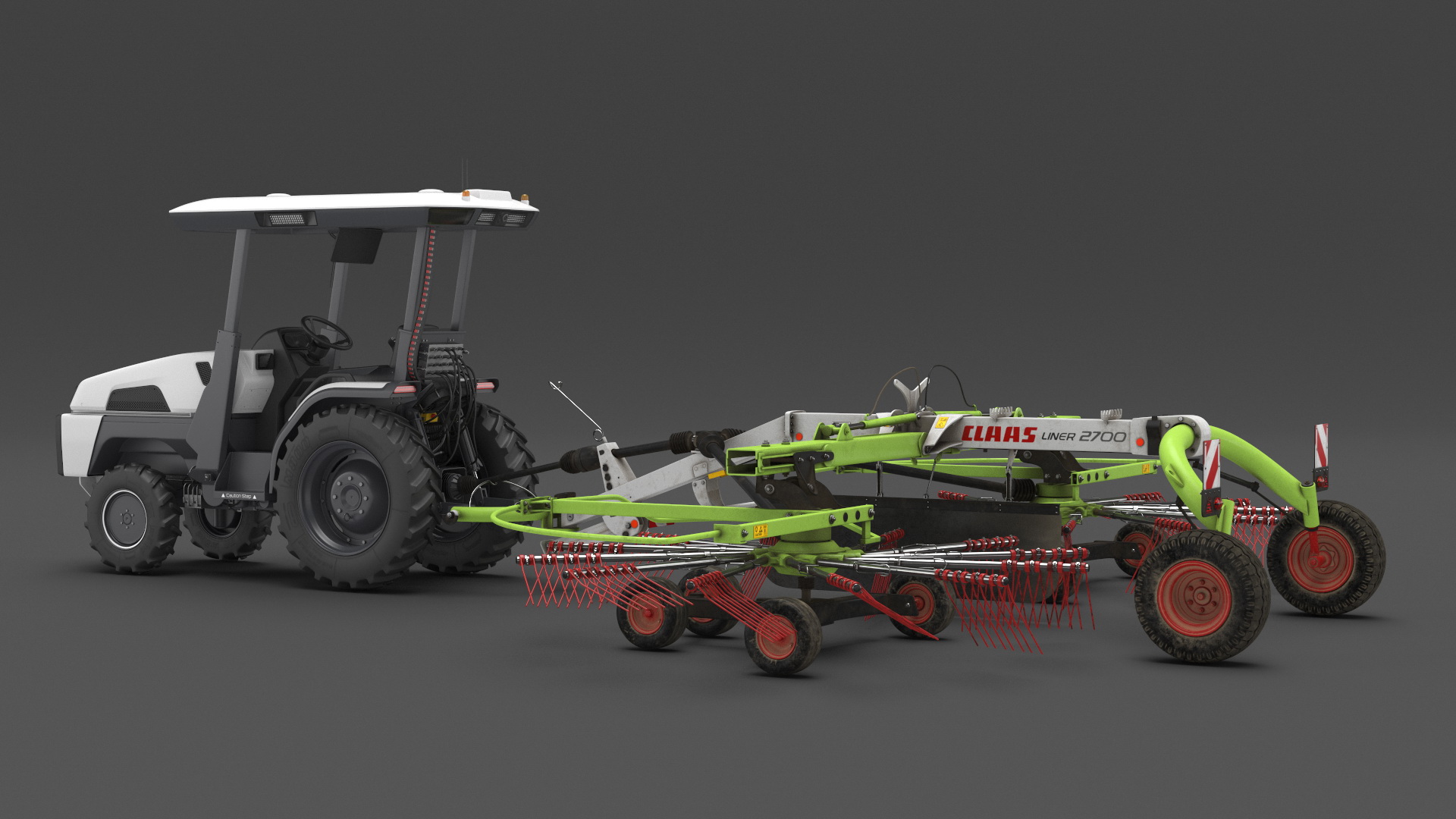 3D model Electric Tractor with Hay Rake