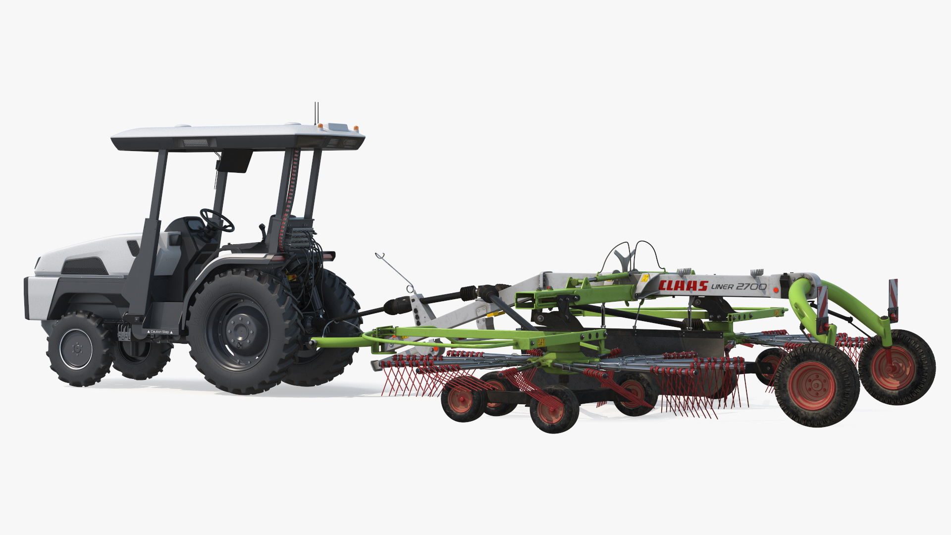 3D model Electric Tractor with Hay Rake