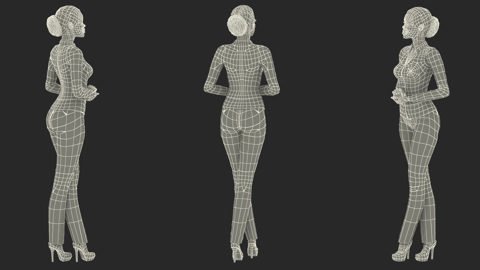 3D model Light Skin Business Style Woman Standing Pose