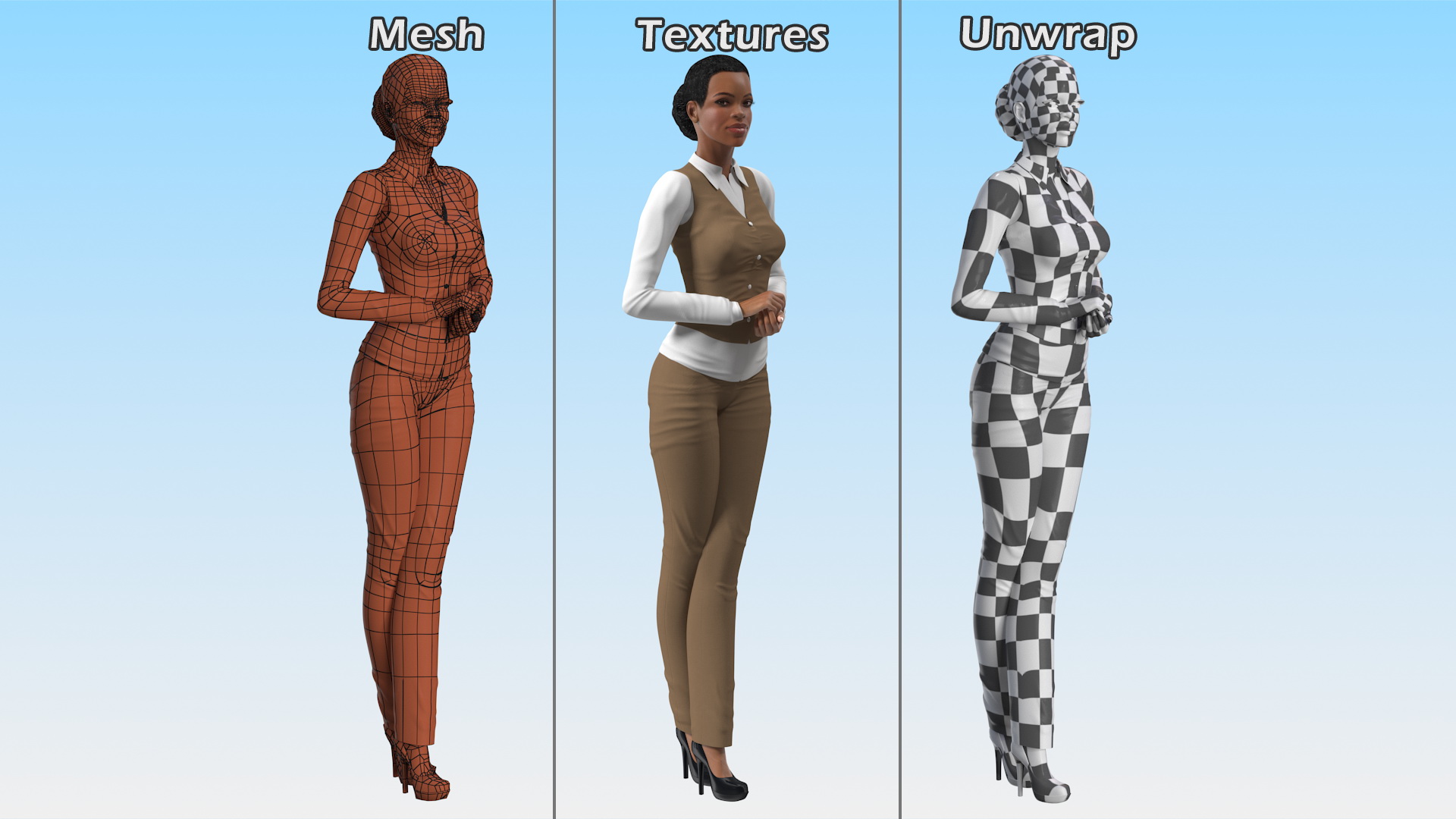 3D model Light Skin Business Style Woman Standing Pose