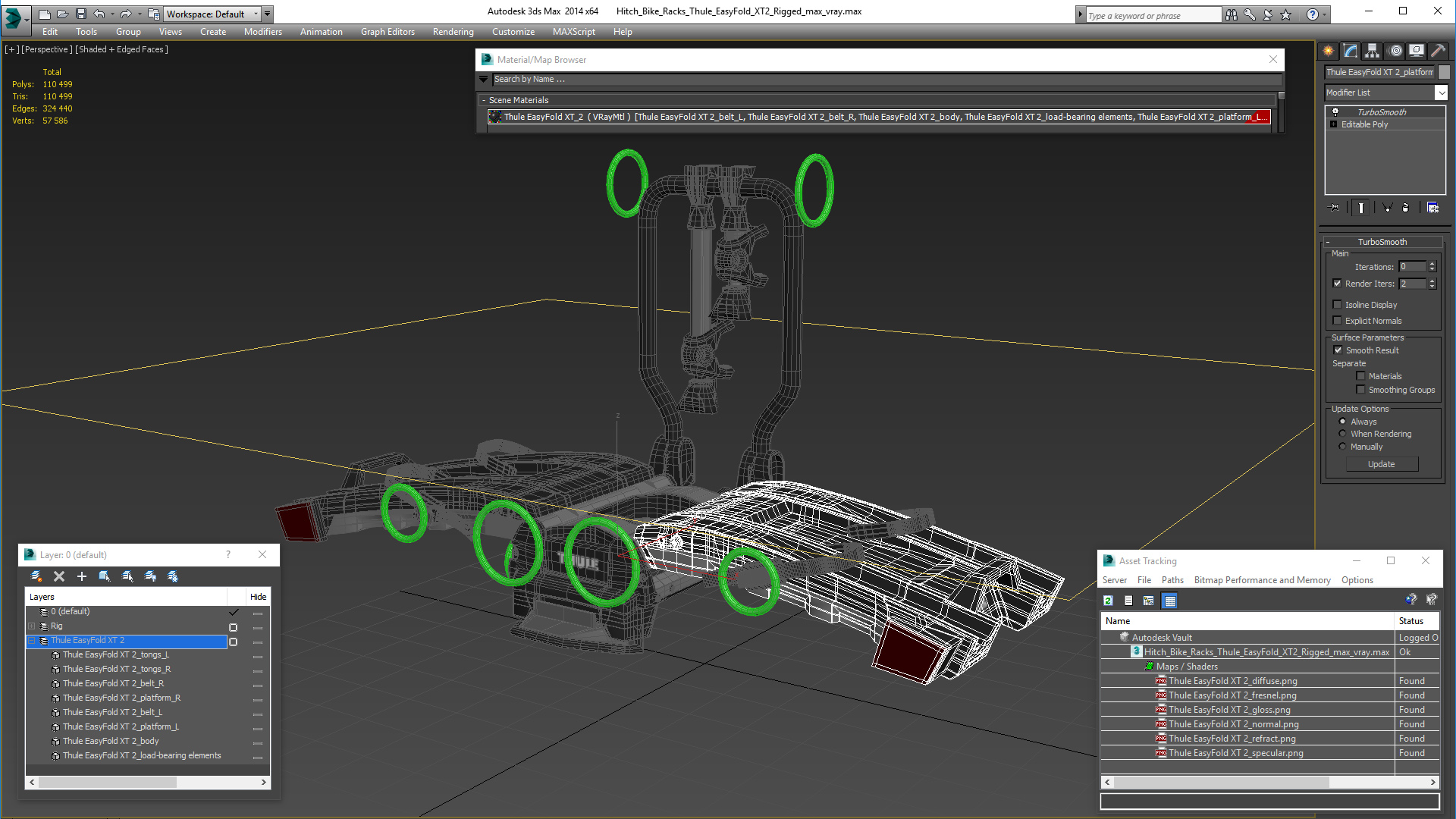 Hitch Bike Racks Thule EasyFold XT2 Rigged 3D