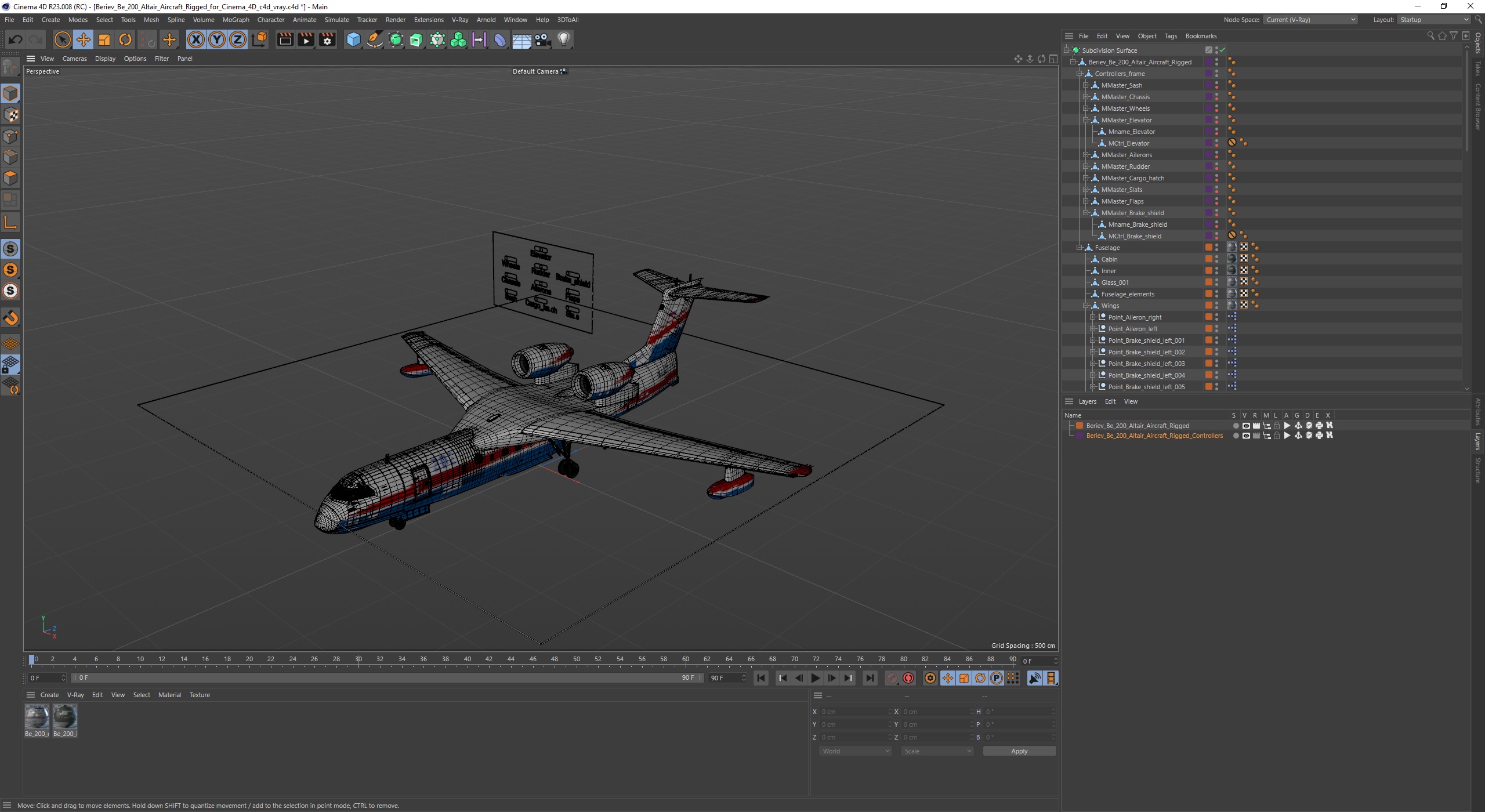 3D model Beriev Be 200 Altair Aircraft Rigged for Cinema 4D