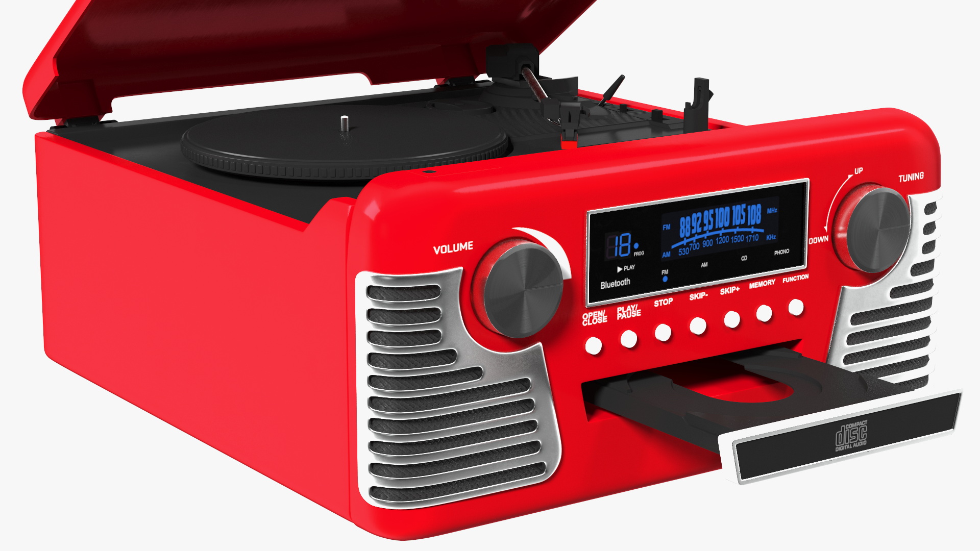 Red Retro Turntable 3D model