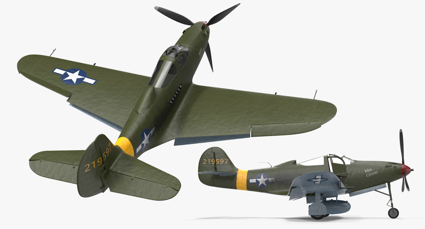 American WWII Fighter Aircraft P 39 Aircobra 3D model