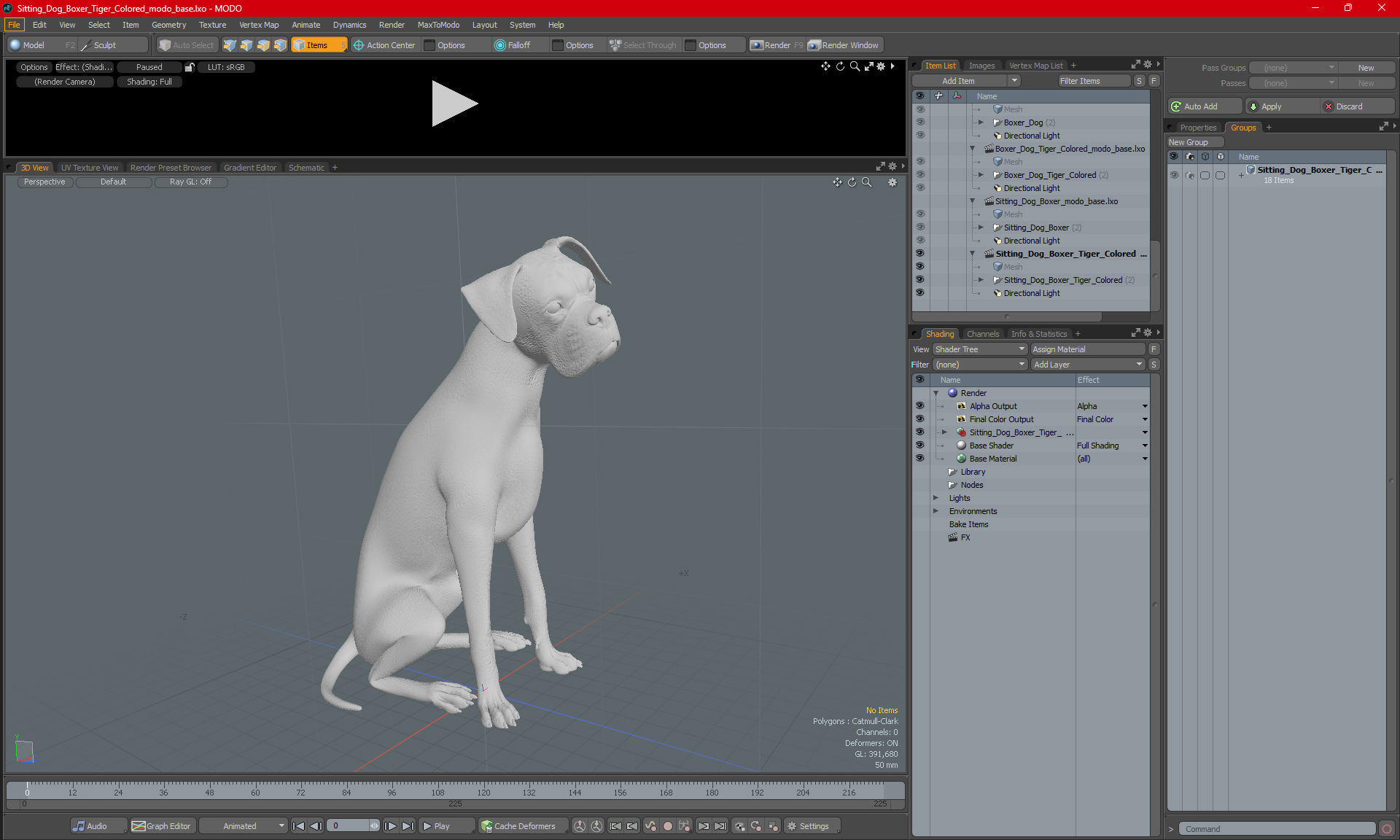 3D Sitting Dog Boxer Tiger Colored