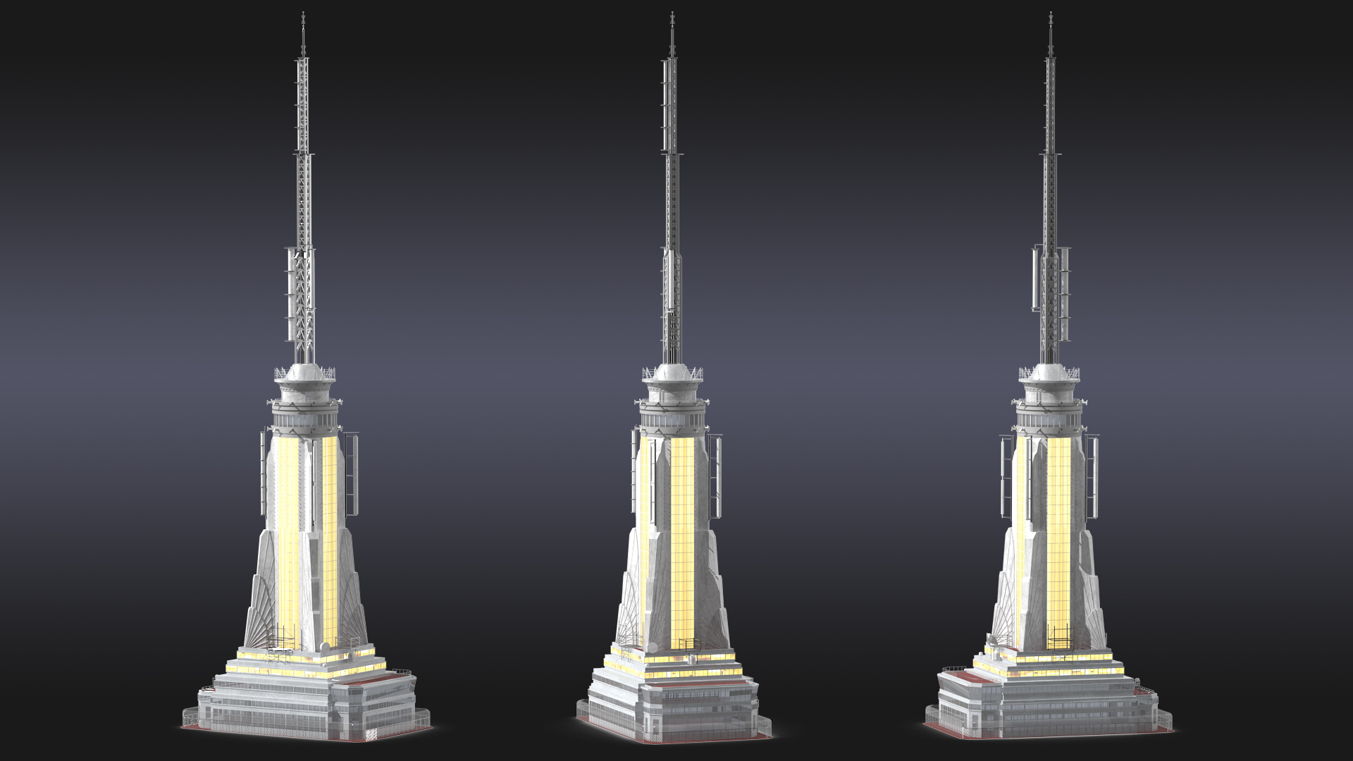 3D Empire State Building Spire Night Glow model