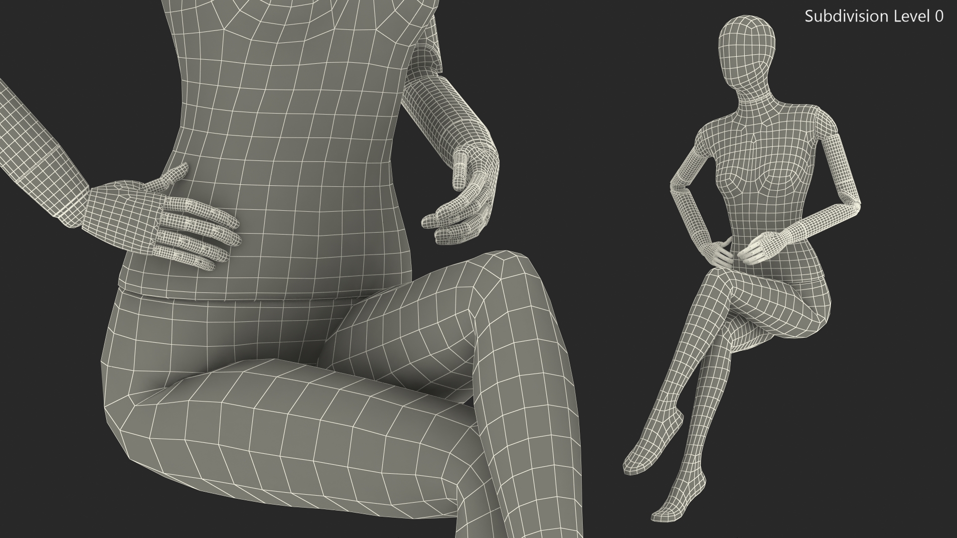 3D Flexible Female Mannequin Sitting Pose model